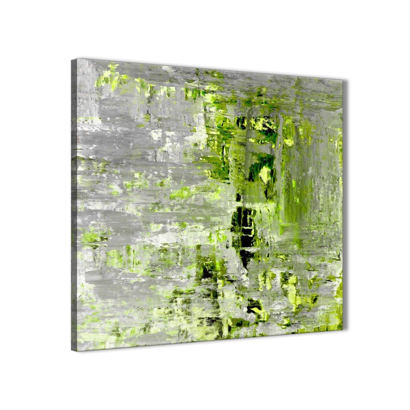 Lime Green Grey Abstract Painting Wall Art Print Canvas – Modern Within Green Wall Art (View 1 of 20)
