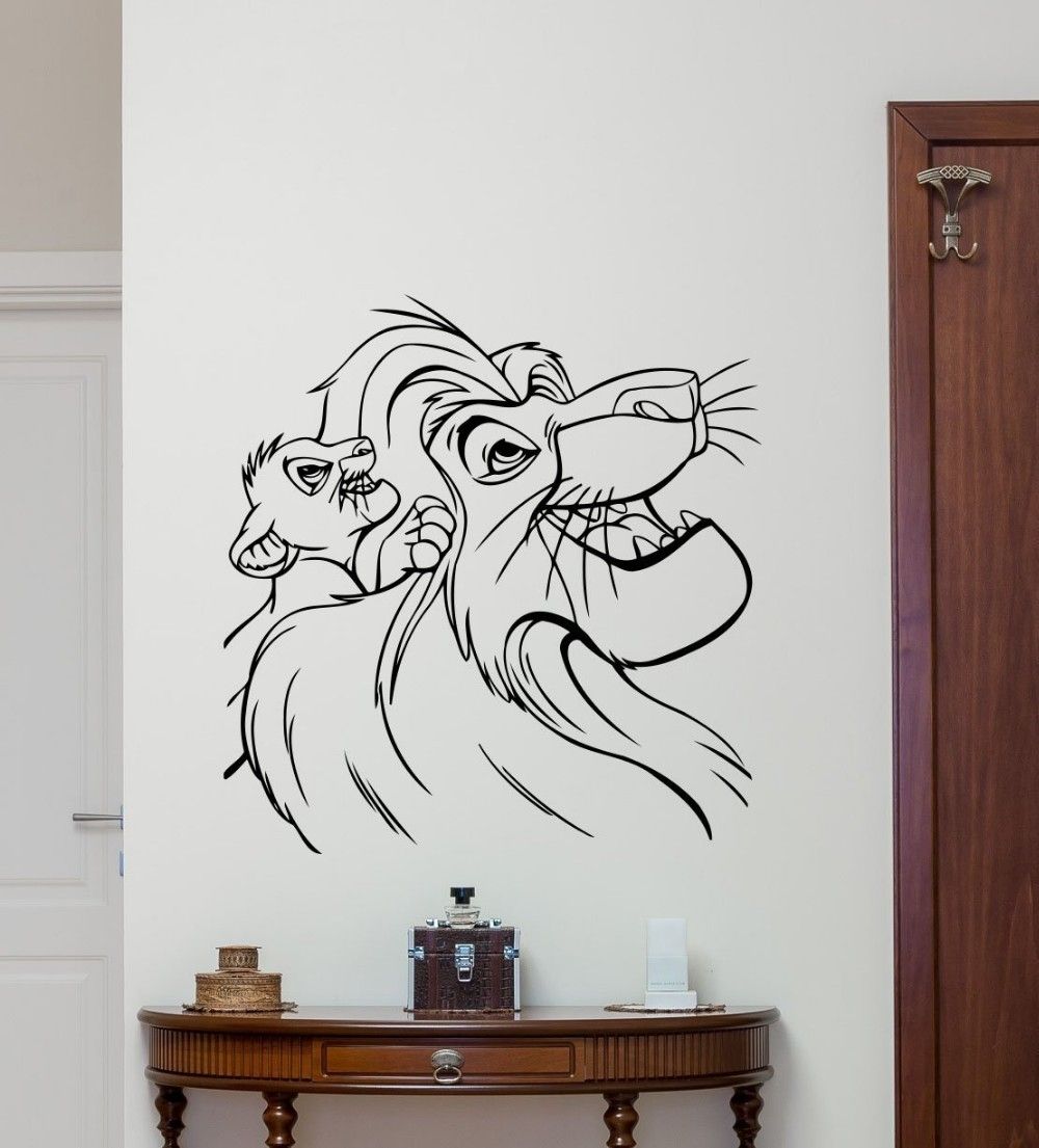 Lion King Wall Decal Cartoons Vinyl Sticker Simba Nursery Wall Decor In Lion King Wall Art (View 14 of 20)