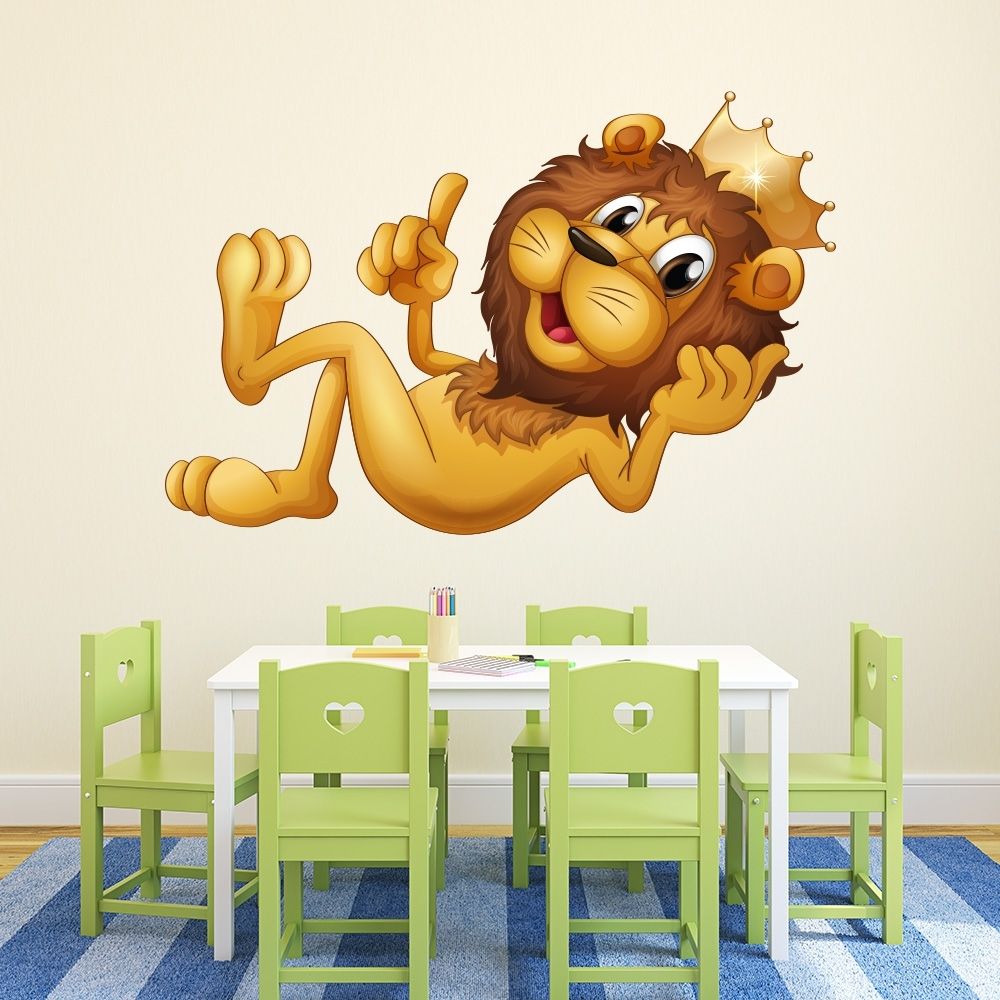 Lion King Wall Sticker Fun Jungle Animal Wall Decal Art Kids Bedroom For Lion King Wall Art (View 17 of 20)