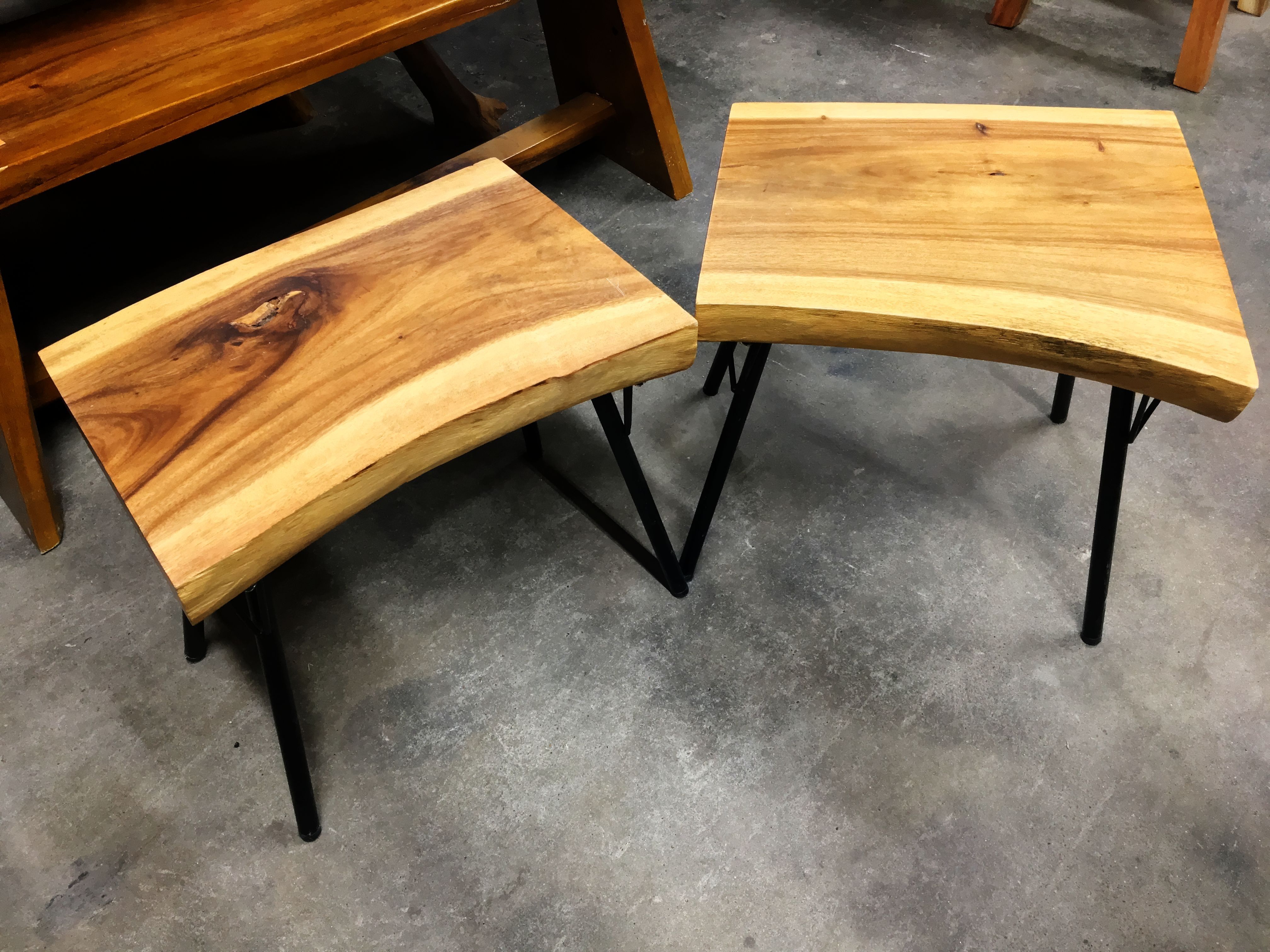 Live Edge Teak Side Table – Metal Legs – Primefurniturehouston Within Live Edge Teak Coffee Tables (View 14 of 30)