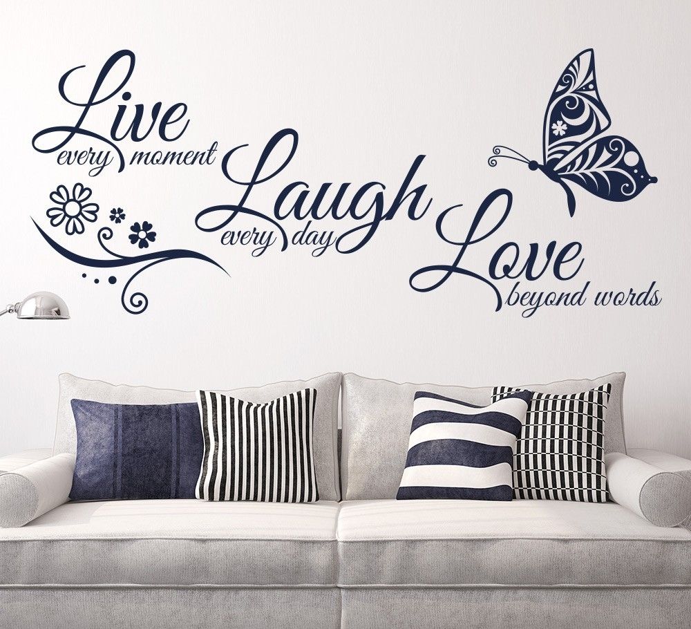 Live Laugh Love Butterfly Flower Wall Art Sticker Modern Wall Decals Intended For Wall Sticker Art (View 13 of 20)