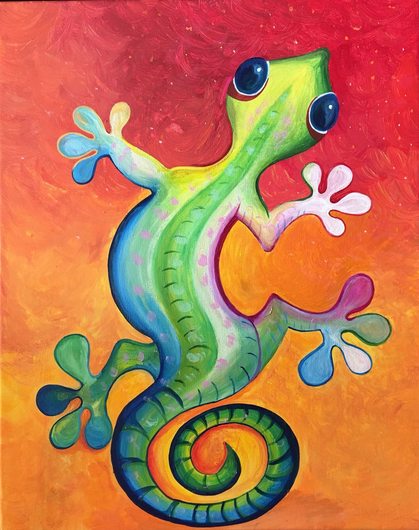 Lizard Gecko Painting Acrylic | Copy Cat And Other Work Of Mine Regarding Gecko Canvas Wall Art (View 5 of 20)
