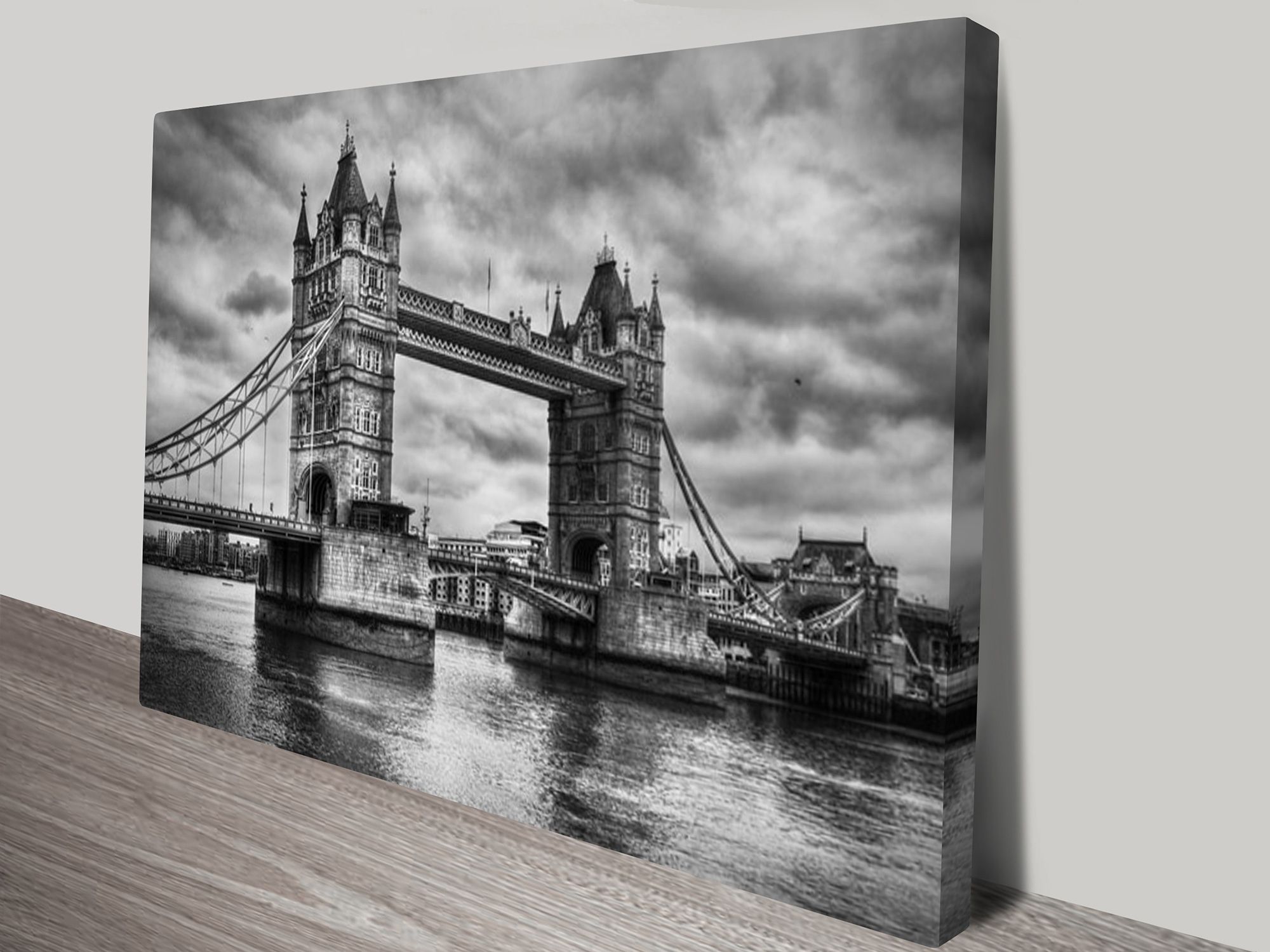 London Bridge Black And White Canvas Art Print With London Wall Art (View 8 of 20)