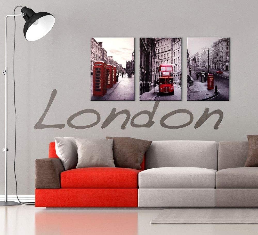 London Cityscape 3 Piece Printed Wall Art Pertaining To Red Wall Art (View 13 of 20)