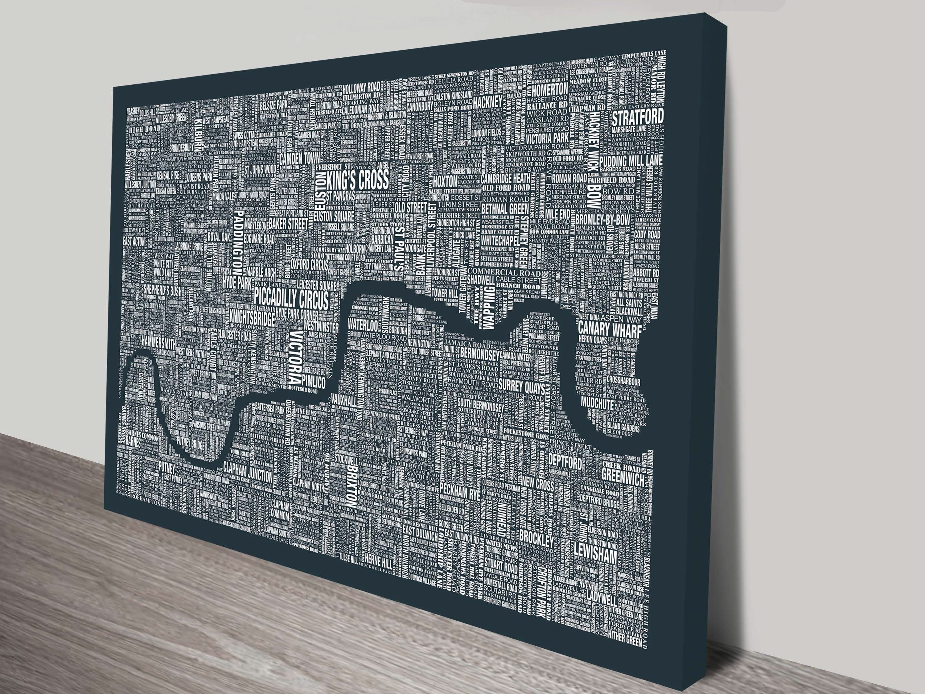 London Word Map Wall Artblue Horizon Prints Within London Wall Art (View 14 of 20)