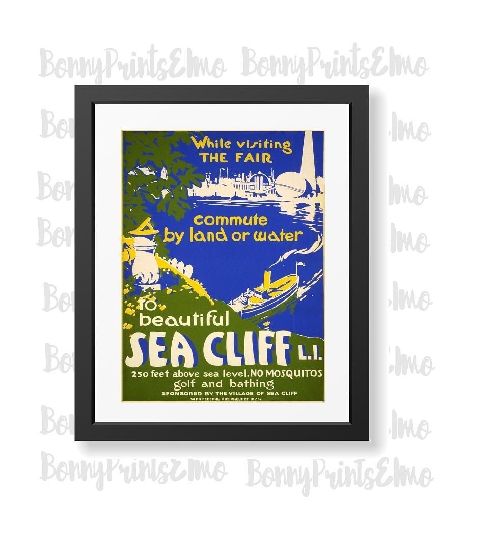 Long Island Poster,sea Cliff Art Print,long Island Travel Print With Regard To Long Island Wall Art (View 6 of 20)
