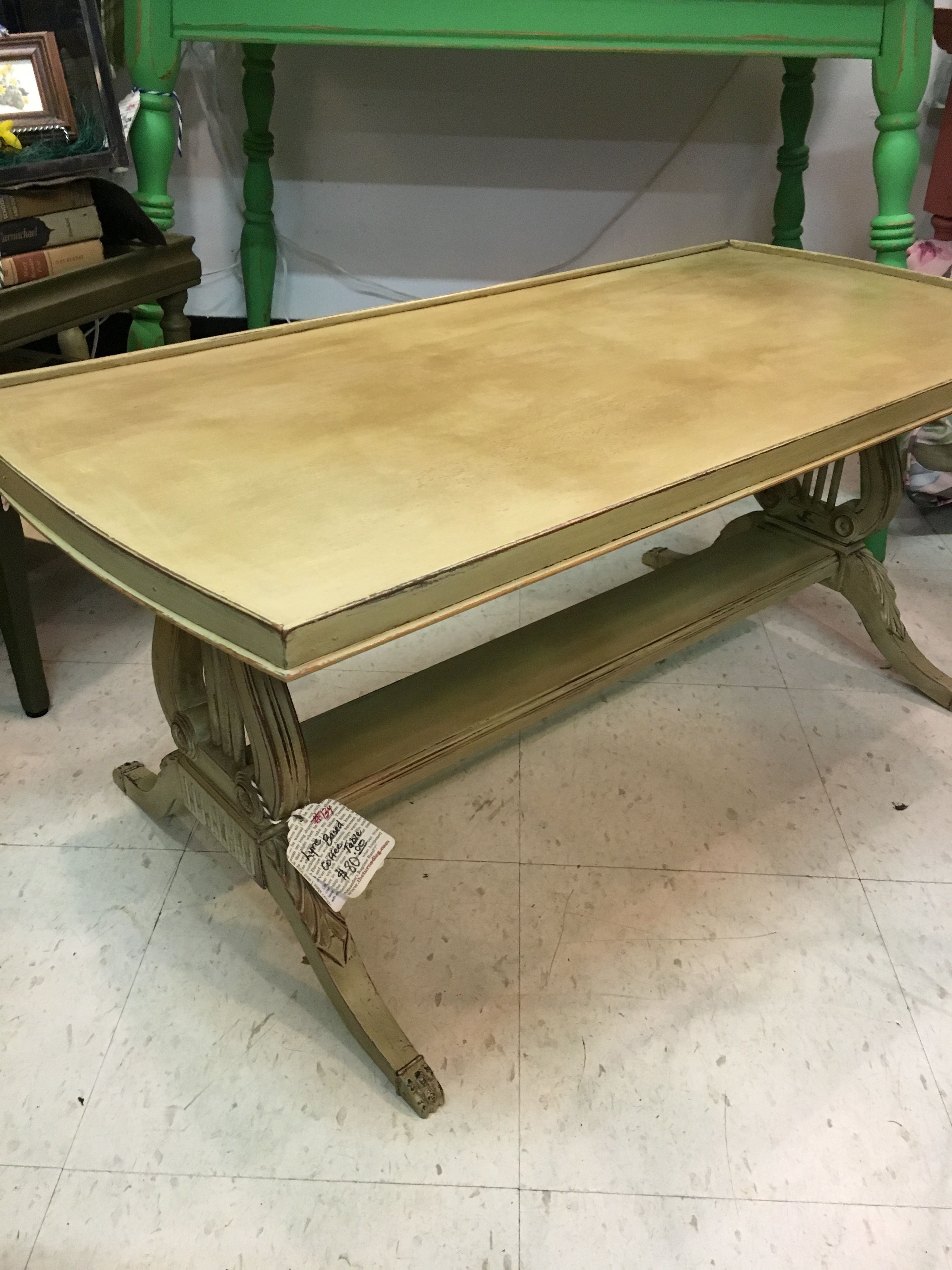 Lyre Based Coffee Table $80 Sold – The Turned Leg In Lyre Coffee Tables (View 18 of 30)