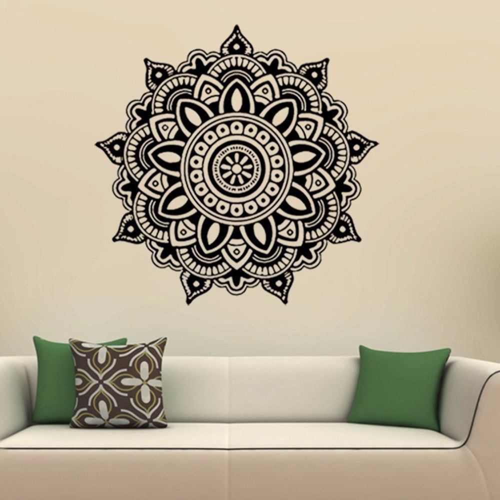 Mandala Flower Indian Wall Art Stickers Mural Home Bedroom Wall In Home Wall Art (Photo 5 of 20)