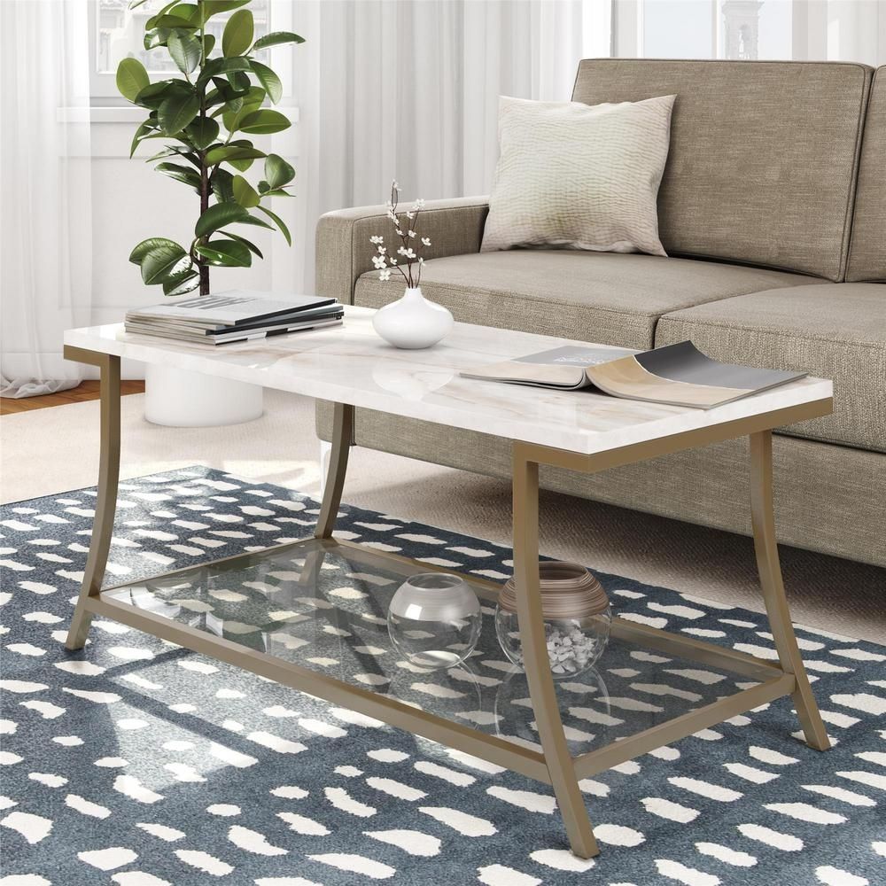 Marble And Brass Coffee Table | Tables | Compare Prices At Nextag Regarding Slab Large Marble Coffee Tables With Brass Base (View 10 of 30)