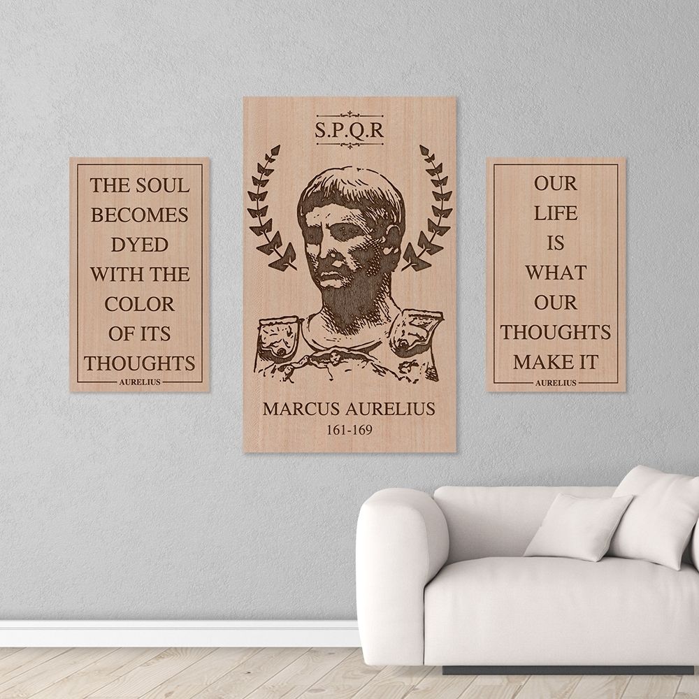 Marcus Aurelius Engraved Wood Wall Art – Roma's Memory With Personalized Wood Wall Art (Photo 10 of 20)