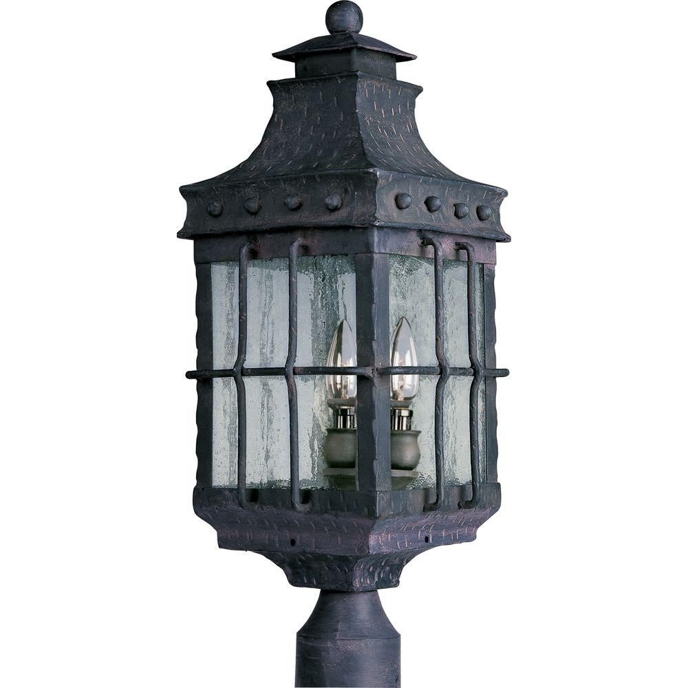 Maxim Lighting Nantucket 3 Light Country Forge Outdoor Pole/post In Nantucket Outdoor Lanterns (View 15 of 20)
