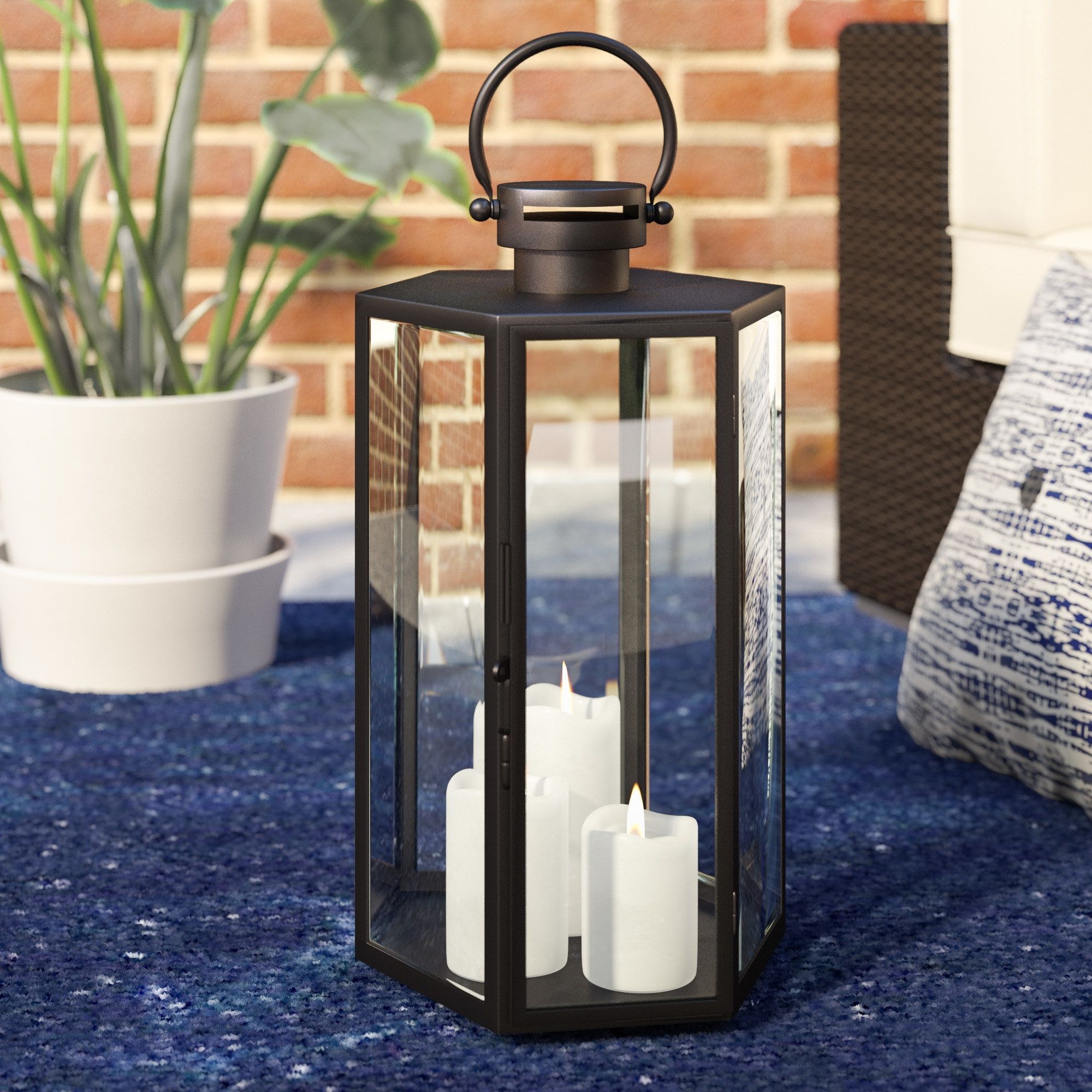 Mercury Row Outdoor Glass And Metal Lantern | Wayfair Intended For Joanns Outdoor Lanterns (View 13 of 20)