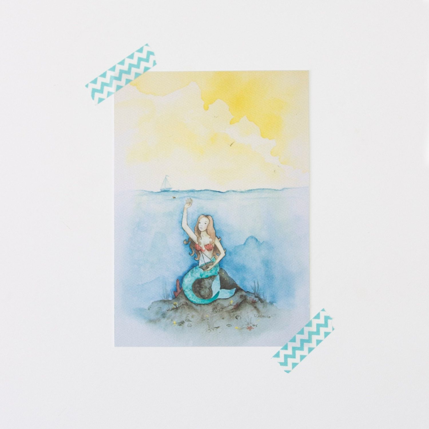 Mermaid Art Print, Sea Life Art, Nautical Art, Nursery Wall Art Inside Nursery Wall Art (View 20 of 20)