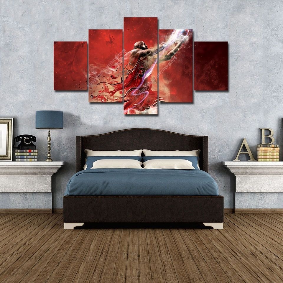 Michael Jordan 23 Wall Art Canvas 5 Piece Picture Print Large Pertaining To Basketball Wall Art (View 11 of 20)