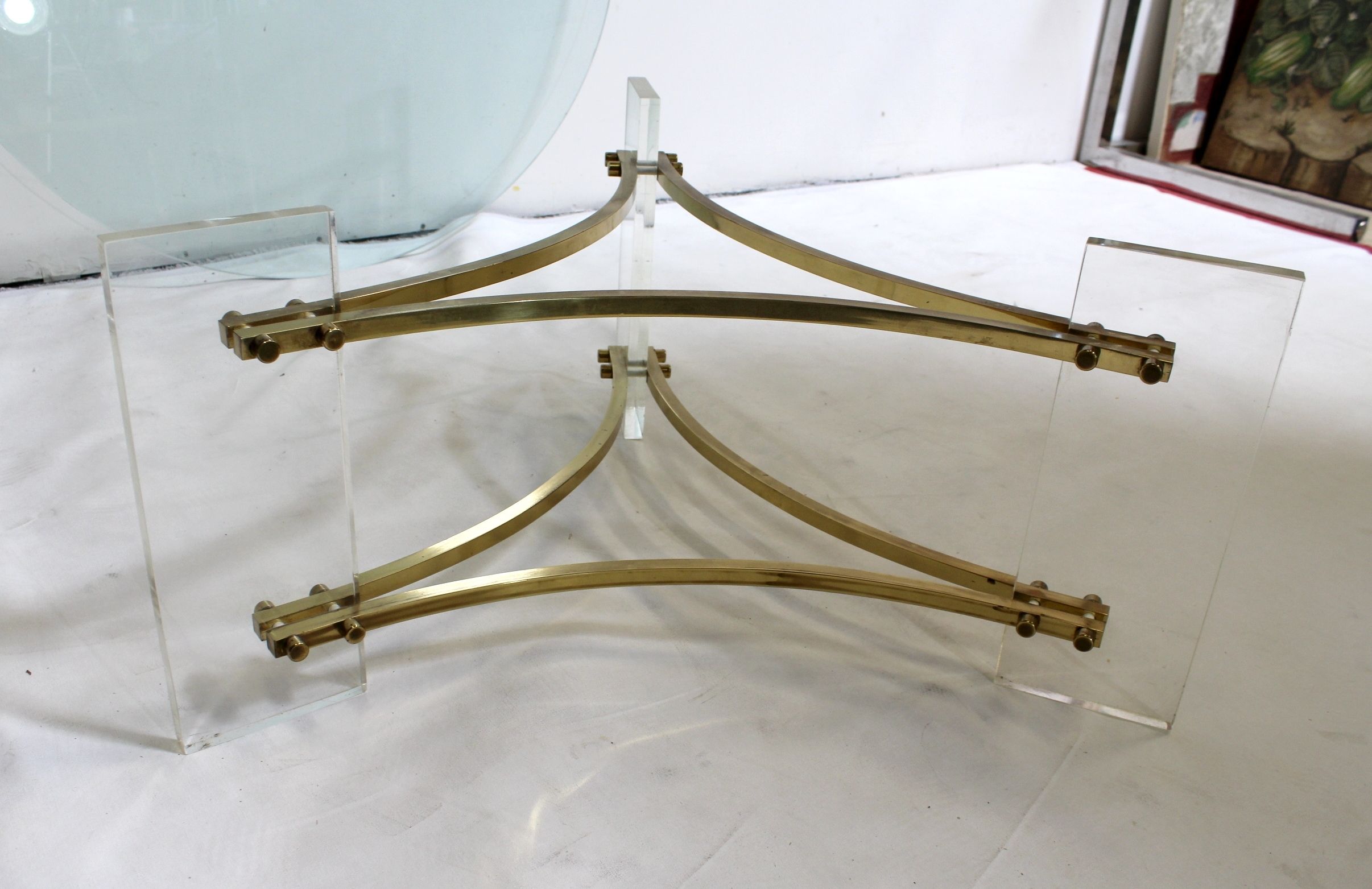 Mid Century Brushed Brass And Acrylic Coffee Tablecharles Hollis For Acrylic & Brushed Brass Coffee Tables (View 8 of 20)