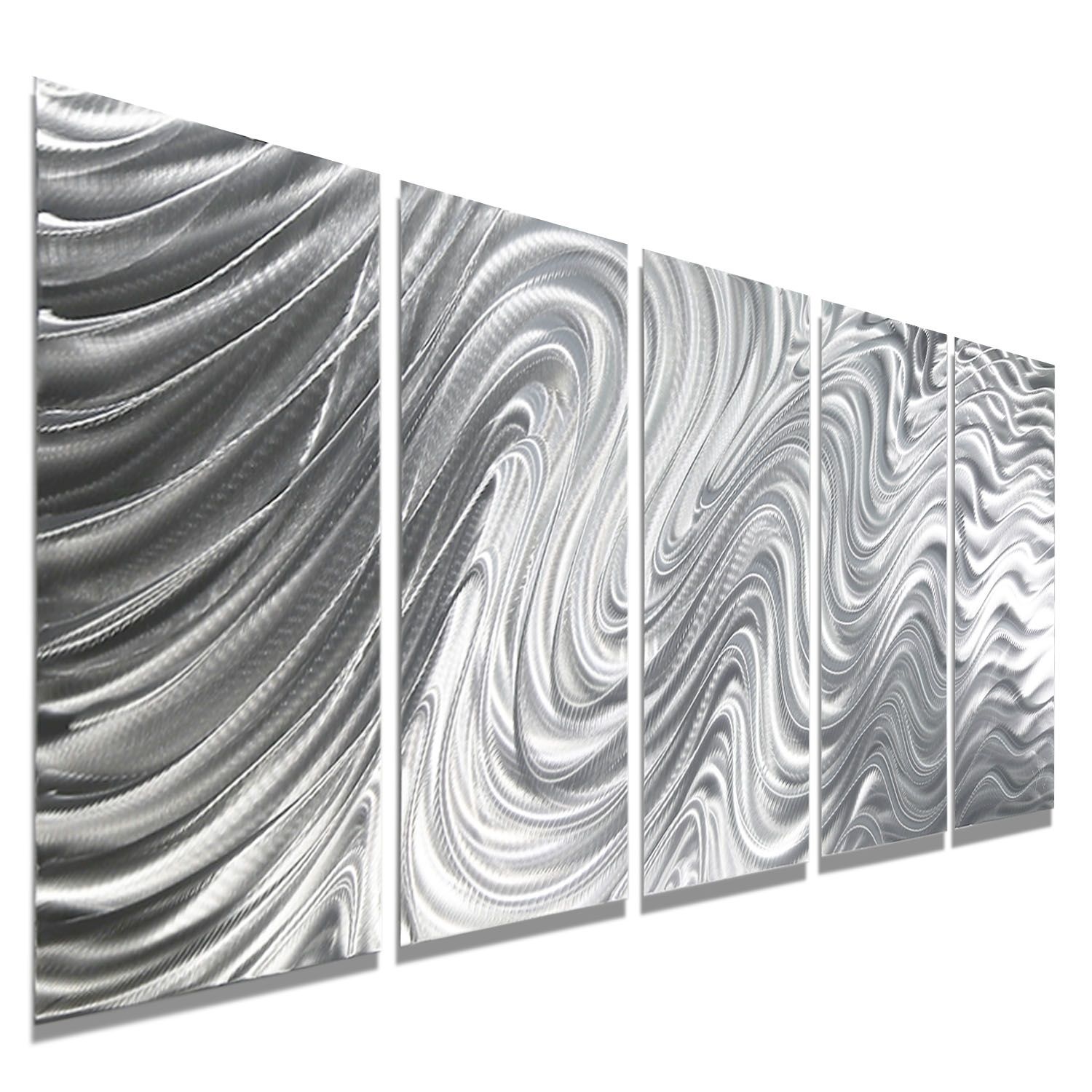Mirage – Silver Metal Wall Art – 5 Panel Wall Décorjon Allen Pertaining To Silver Metal Wall Art (View 18 of 20)