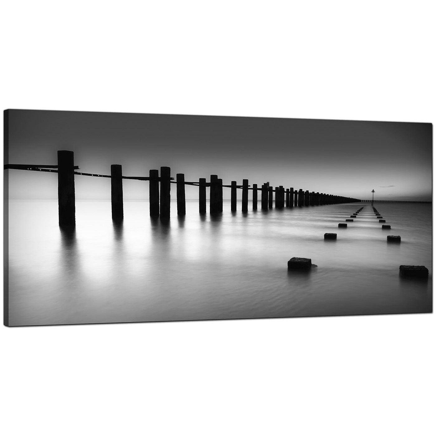 Modern Black And White Canvas Art Of The Sea Intended For Black And White Large Canvas Wall Art (Photo 2 of 20)