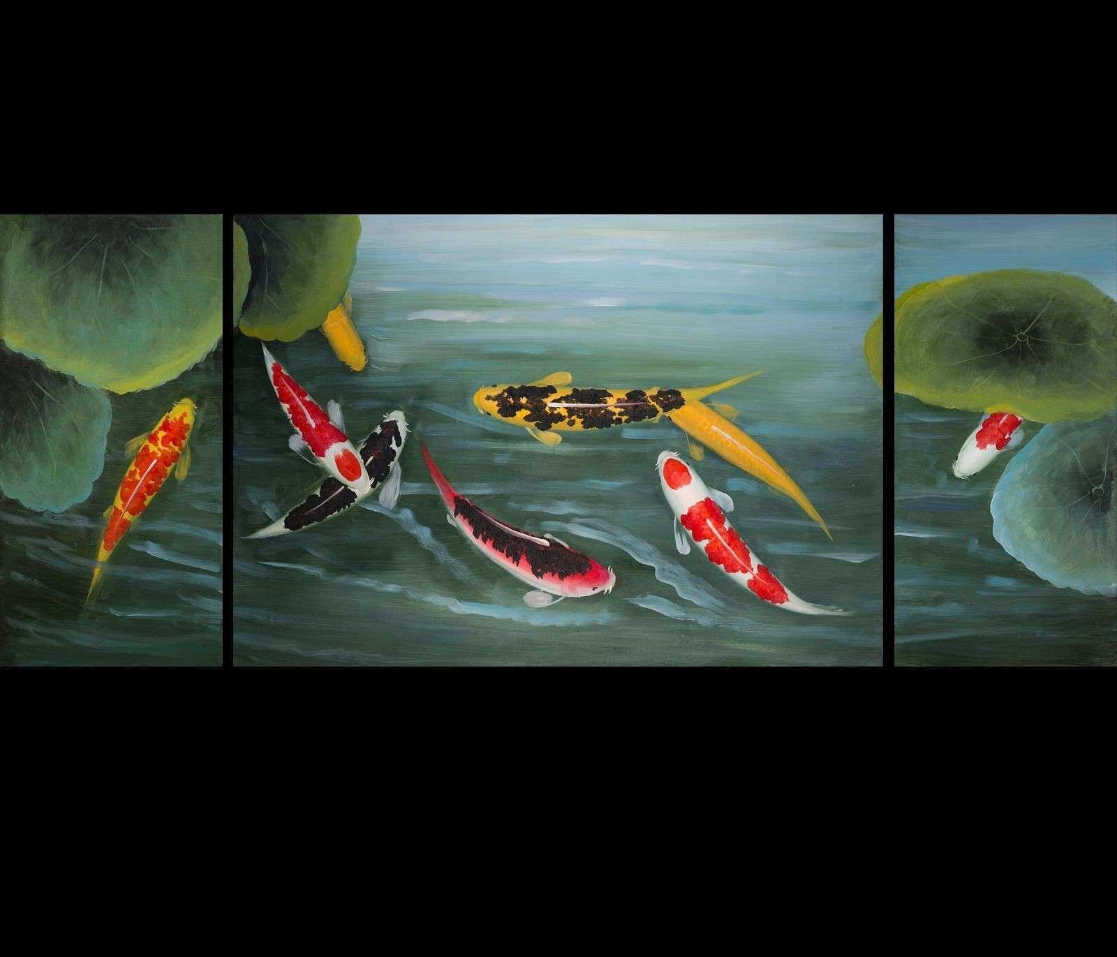 Modern Wall Art Prints Lovely Koi Fish Paintings Canvas Prints Within Fish Painting Wall Art (Photo 8 of 20)