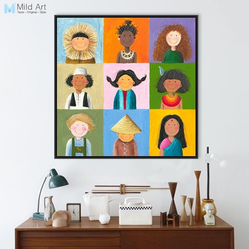 Modern World Children Print Poster Color Chinese India Africa Kids Within Kids Wall Art (View 19 of 20)