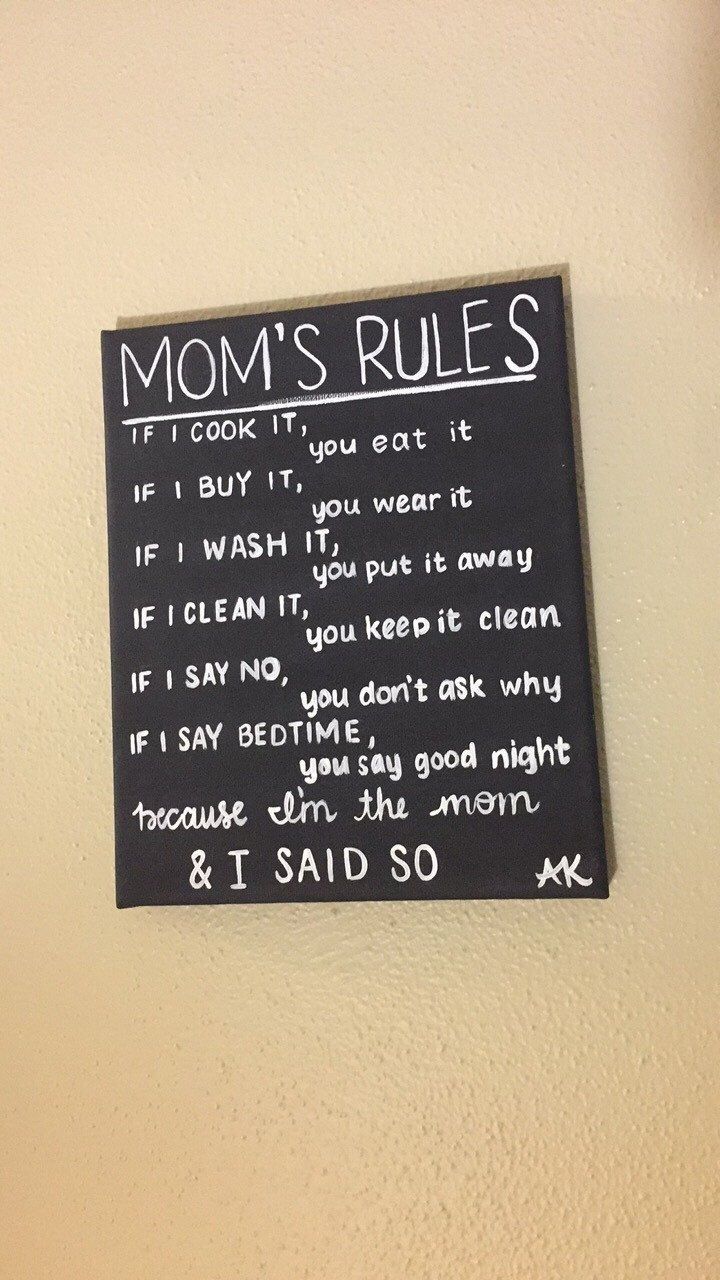 Mom's Rules, Painting, Funny, Humor, Inspirational, Home Decor, Wall Inside Inspirational Wall Art Canvas (View 10 of 20)