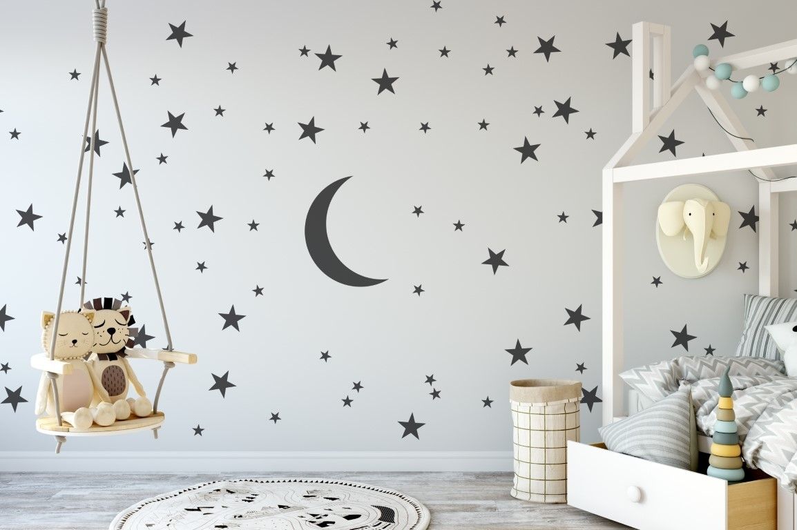 Moon And Stars Wall Art – Wall Art Stickers – Wall Art – Wall Pertaining To Wall Art Stickers (Photo 17 of 20)