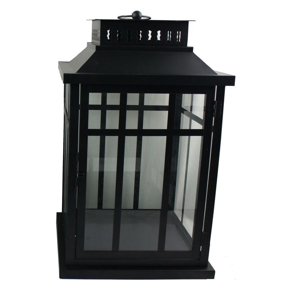 Moonrays 17 In. Metal Mission Lantern In Black 91179 – The Home Depot Inside Metal Outdoor Lanterns (Photo 8 of 20)