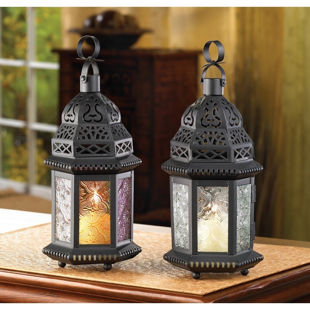 Moroccan Lantern Decor, Multi Colored Glass Outdoor Lanterns For Within Moroccan Outdoor Lanterns (Photo 1 of 20)