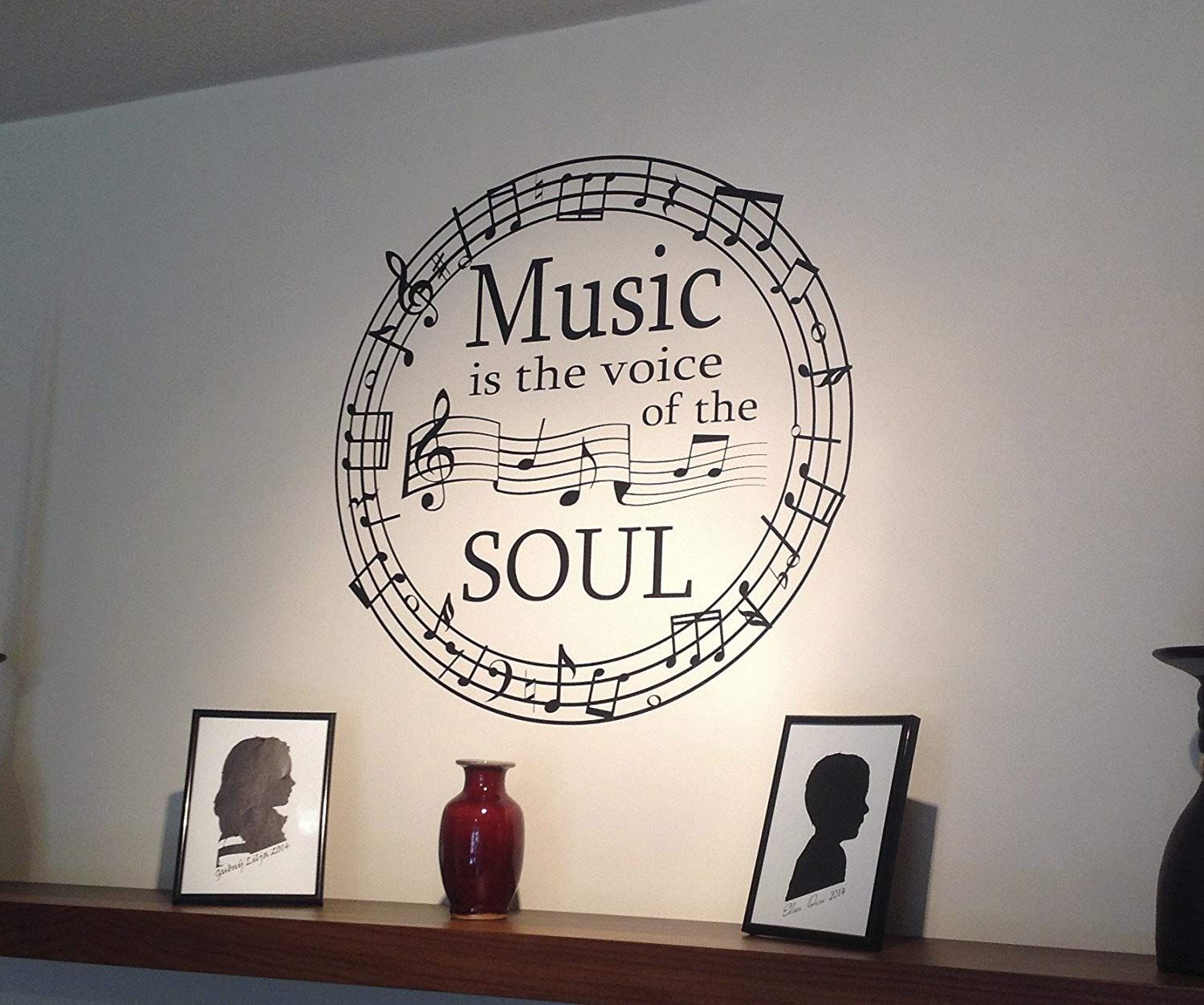 Music Is The Voice Of The Soul " Music Notes Circle Wall Art Sticker Pertaining To Music Wall Art (View 1 of 20)