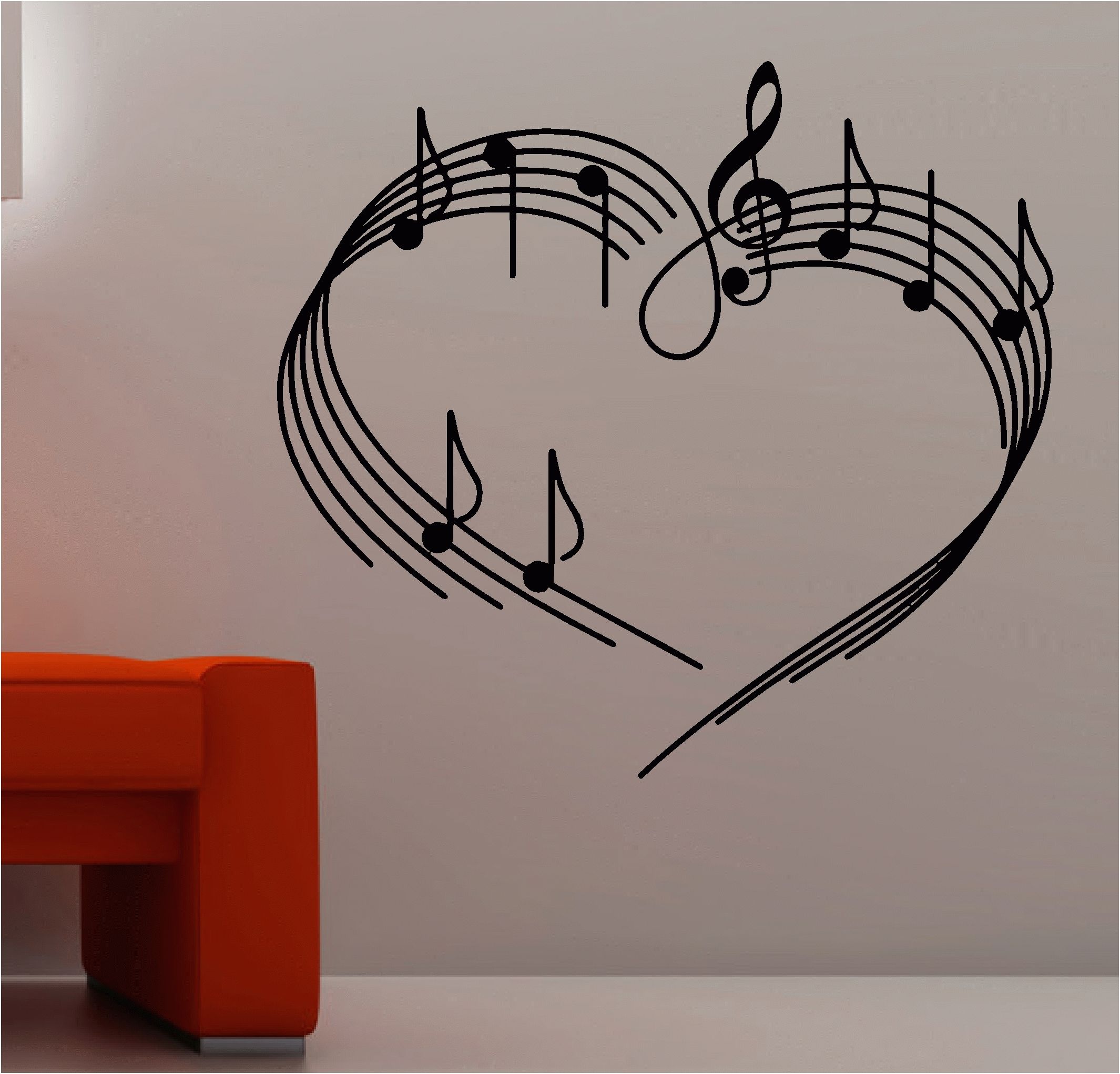 Music Notes As A Heart Wall Art Sticker Vinyl Music Musical Love | Ebay Regarding Music Wall Art (View 12 of 20)