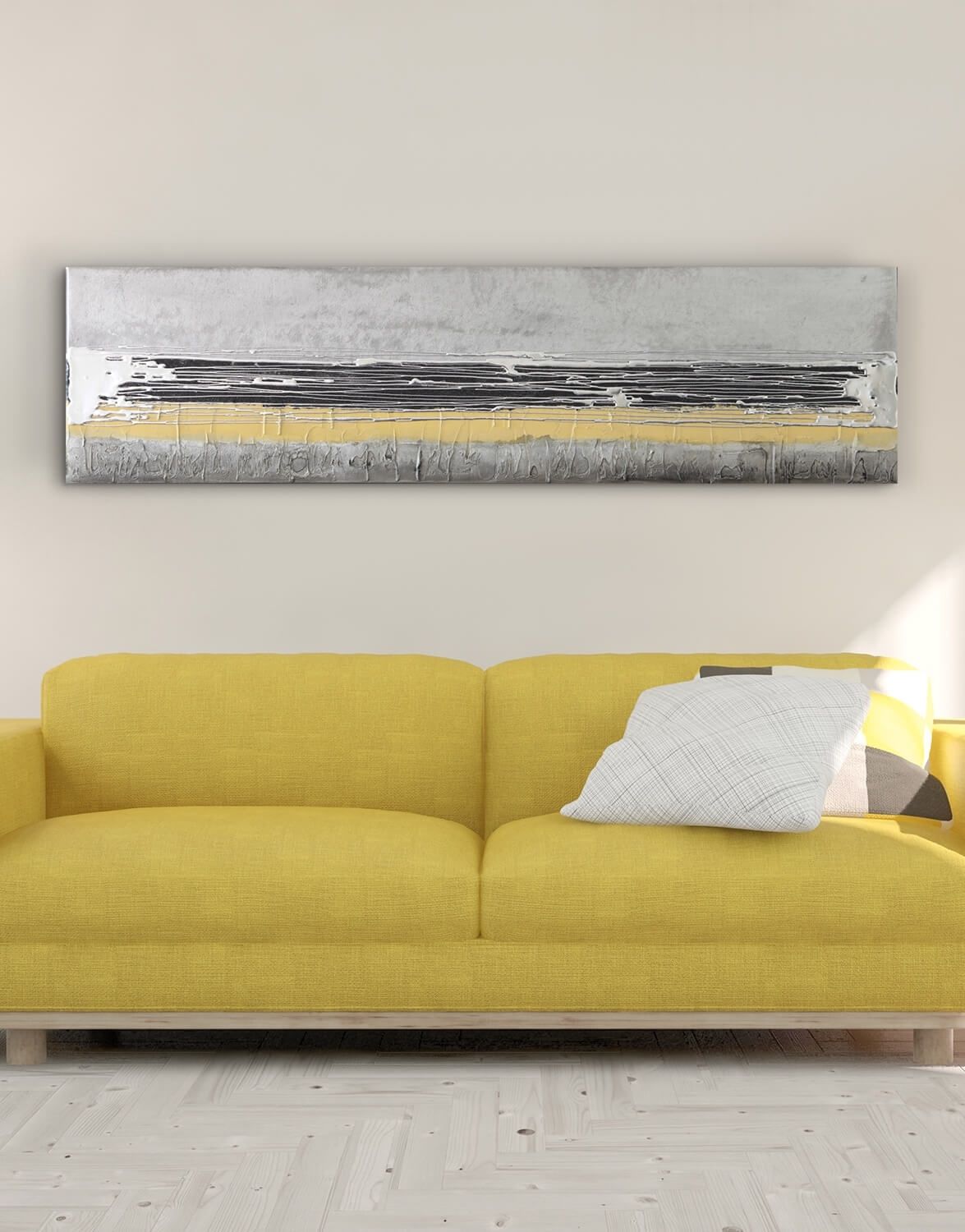 Mustard Yellow – Contemporary Original Painting – Silver Wall Art Throughout Yellow Wall Art (View 7 of 20)