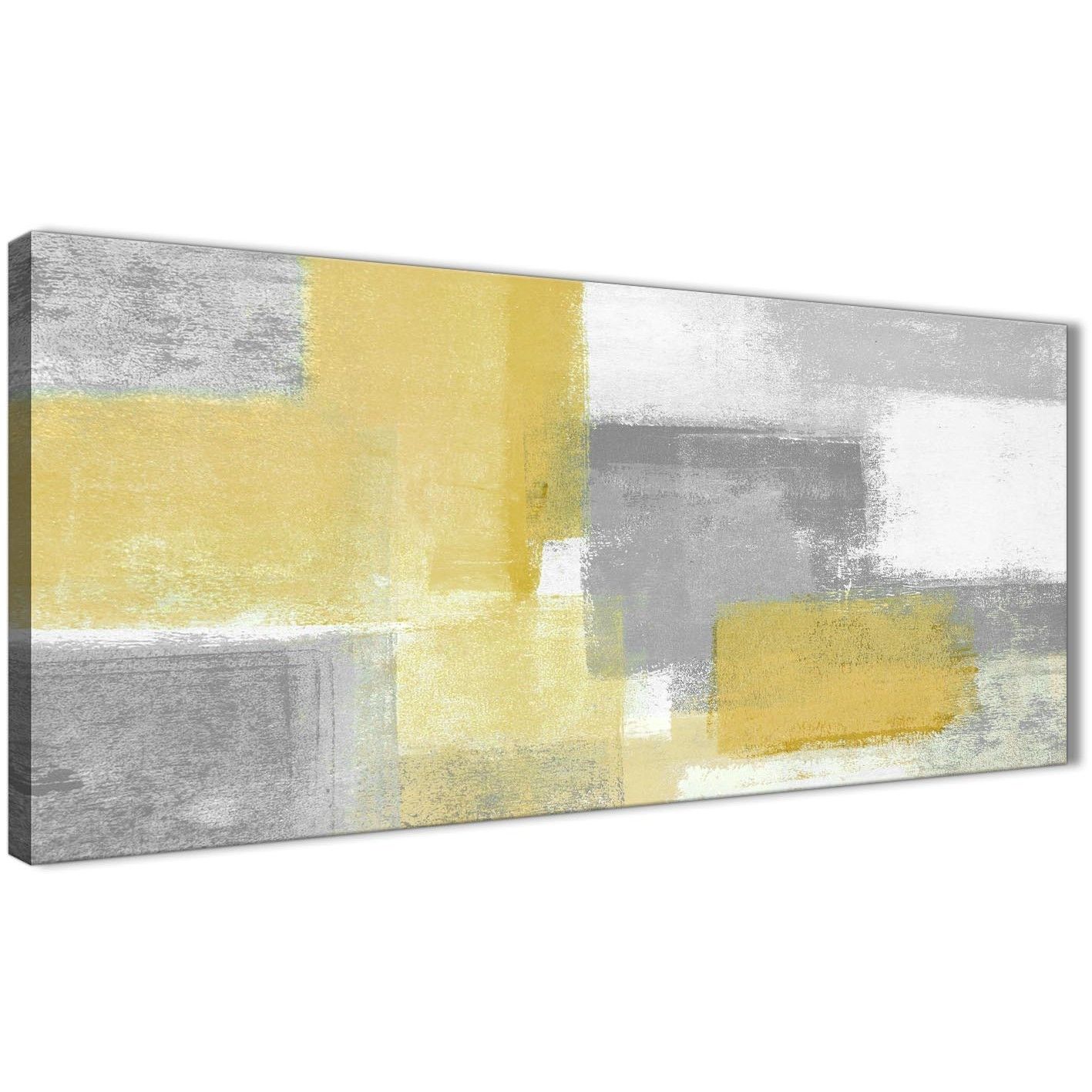 Mustard Yellow Grey Living Room Canvas Wall Art Accessories Regarding Yellow Wall Art (View 2 of 20)