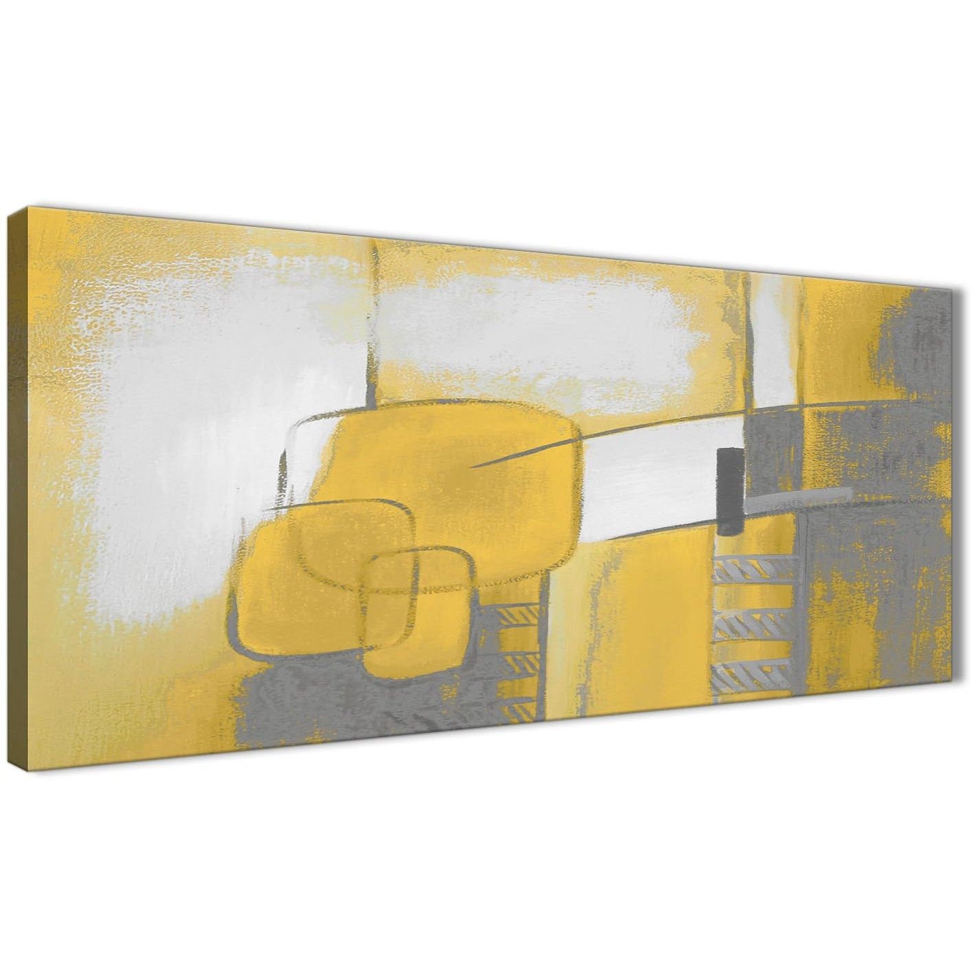 Mustard Yellow Grey Painting Bedroom Canvas Wall Art Accessories Throughout Yellow And Grey Wall Art (View 11 of 20)