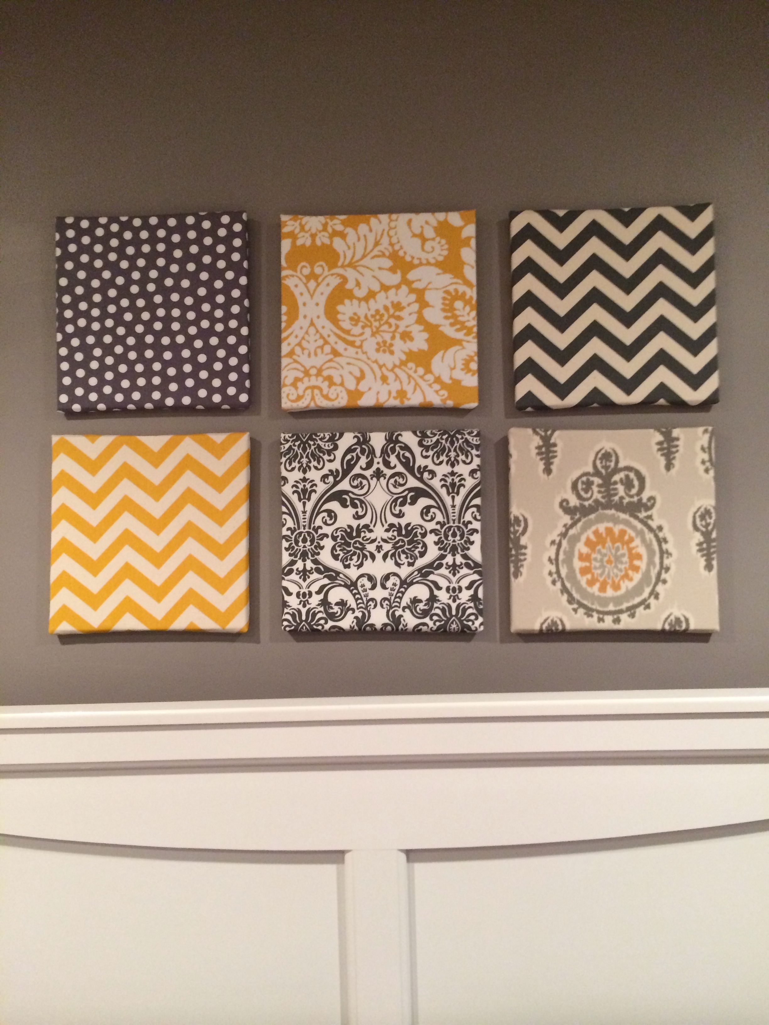 My Fabric Over Canvas Wall Art For My Gray And Yellow Themed Room In Gray Canvas Wall Art (Photo 4 of 20)