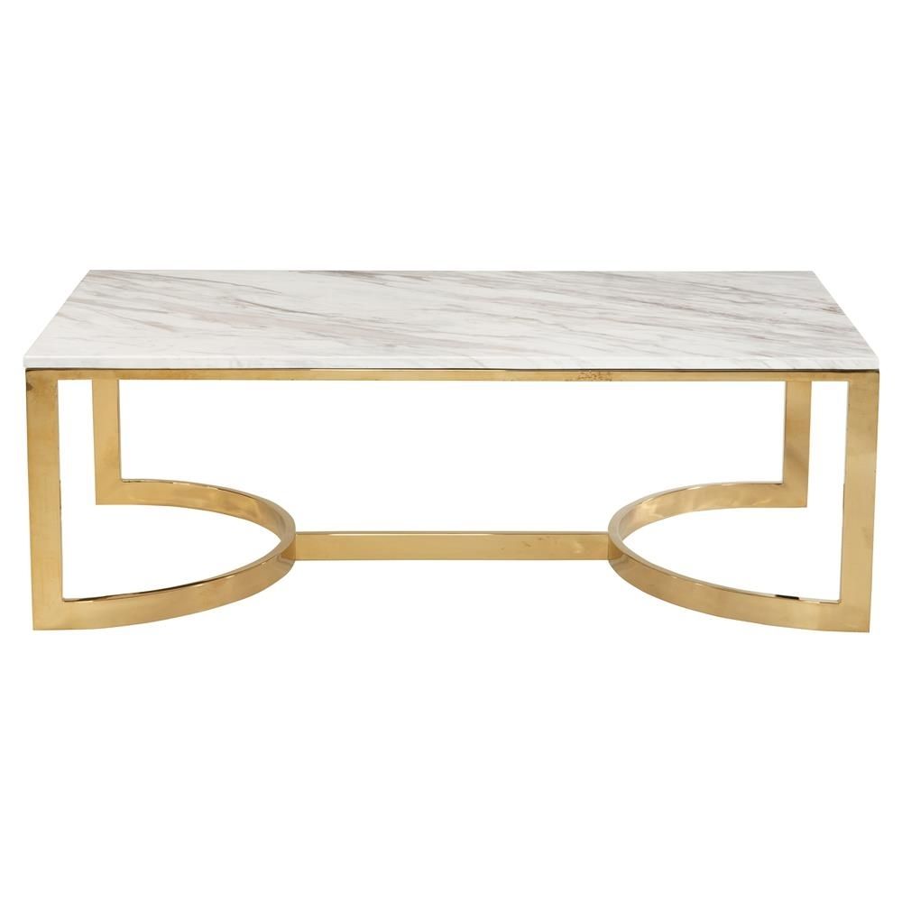 Nata Hollywood White Marble Brass Horse Shoe Coffee Table | Kathy Intended For Smart Round Marble Brass Coffee Tables (View 19 of 30)