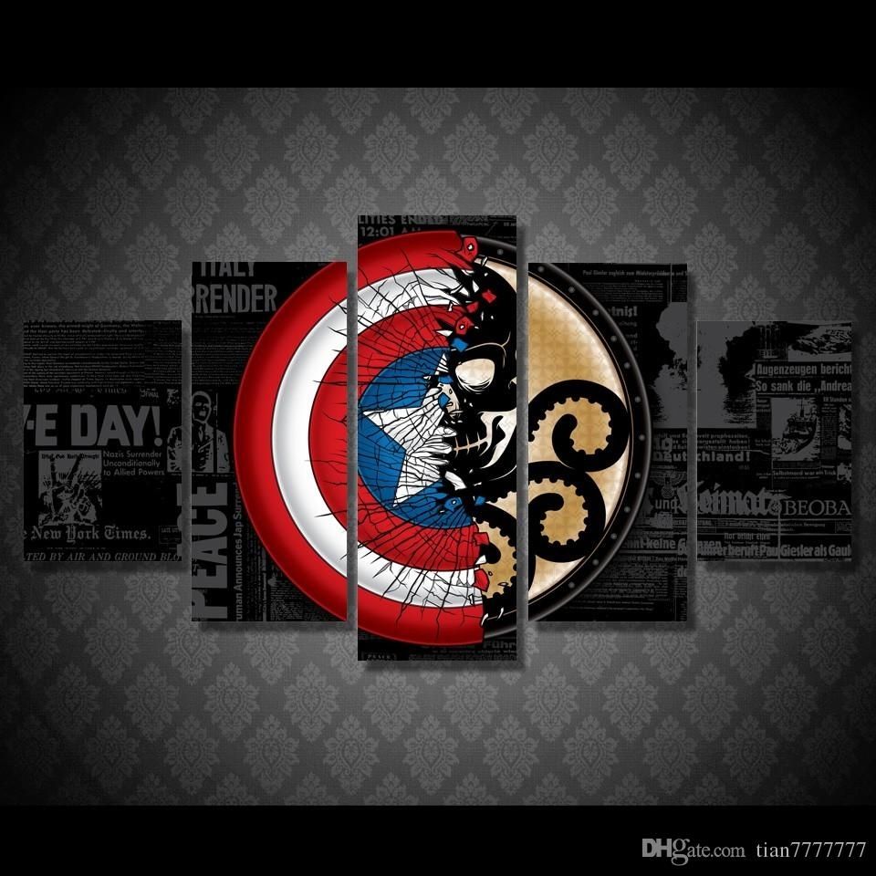 New Captain America Comics Painting On Canvas 5 Panel No Frame Hd For Captain America Wall Art (Photo 14 of 20)