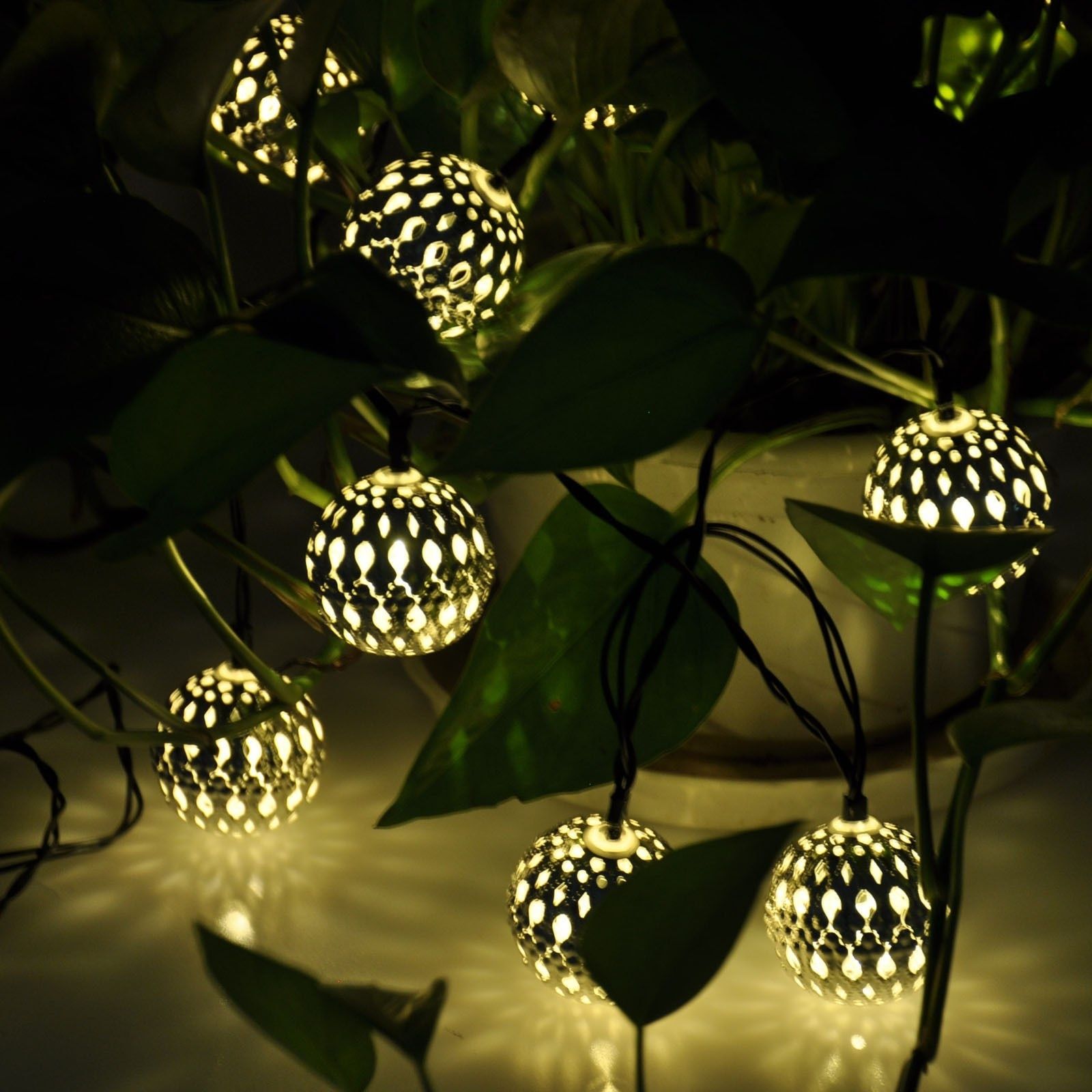 New! Set Of 10 Solar Led Lights Moroccan Globe Lanterns Indoor With Outdoor Globe Lanterns (Photo 12 of 20)