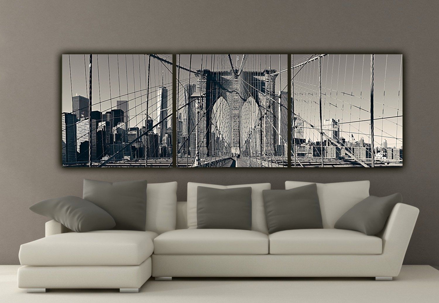 New York Brooklyn Bridge Canvas Wall Art Black And White New | Etsy Within New York Canvas Wall Art (Photo 10 of 20)