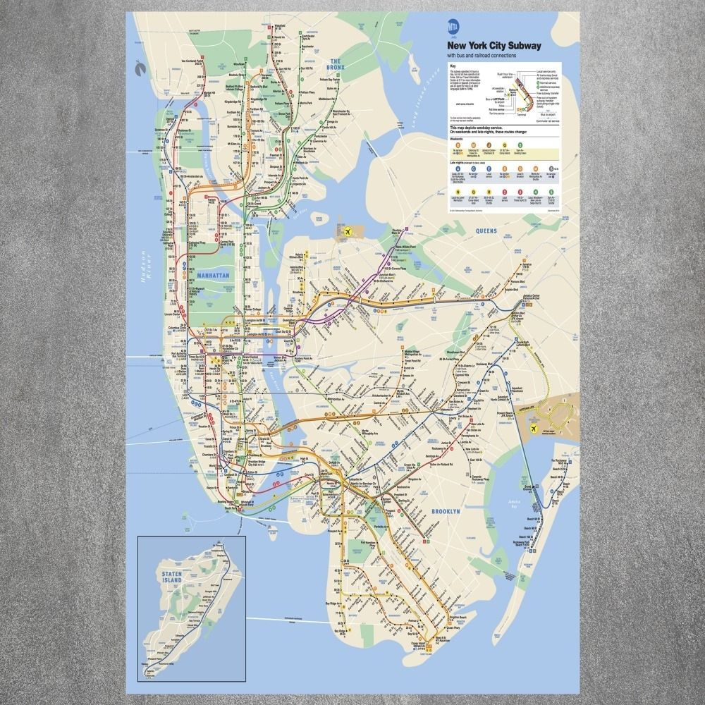 New York City Subway Map Canvas Art Print Painting Poster Wall Pertaining To Nyc Subway Map Wall Art (Photo 14 of 20)