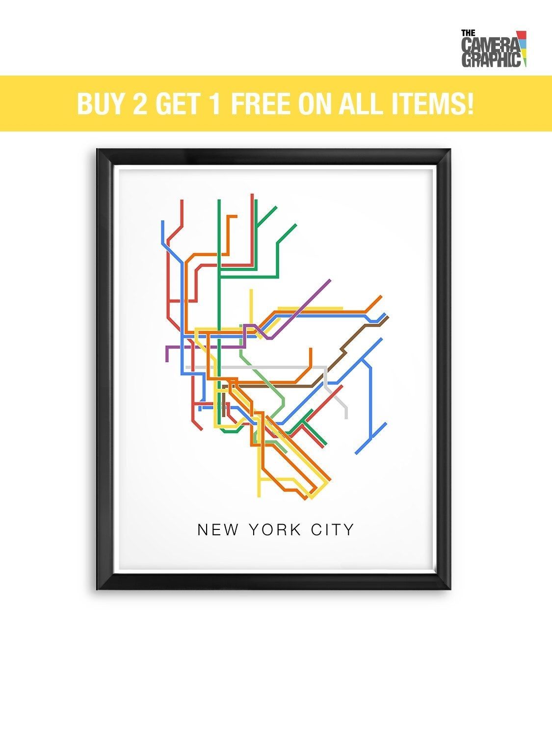 New York City Subway Map, City Transit Map Print, Nyc Map, Nyc Print In New York Subway Map Wall Art (Photo 4 of 20)