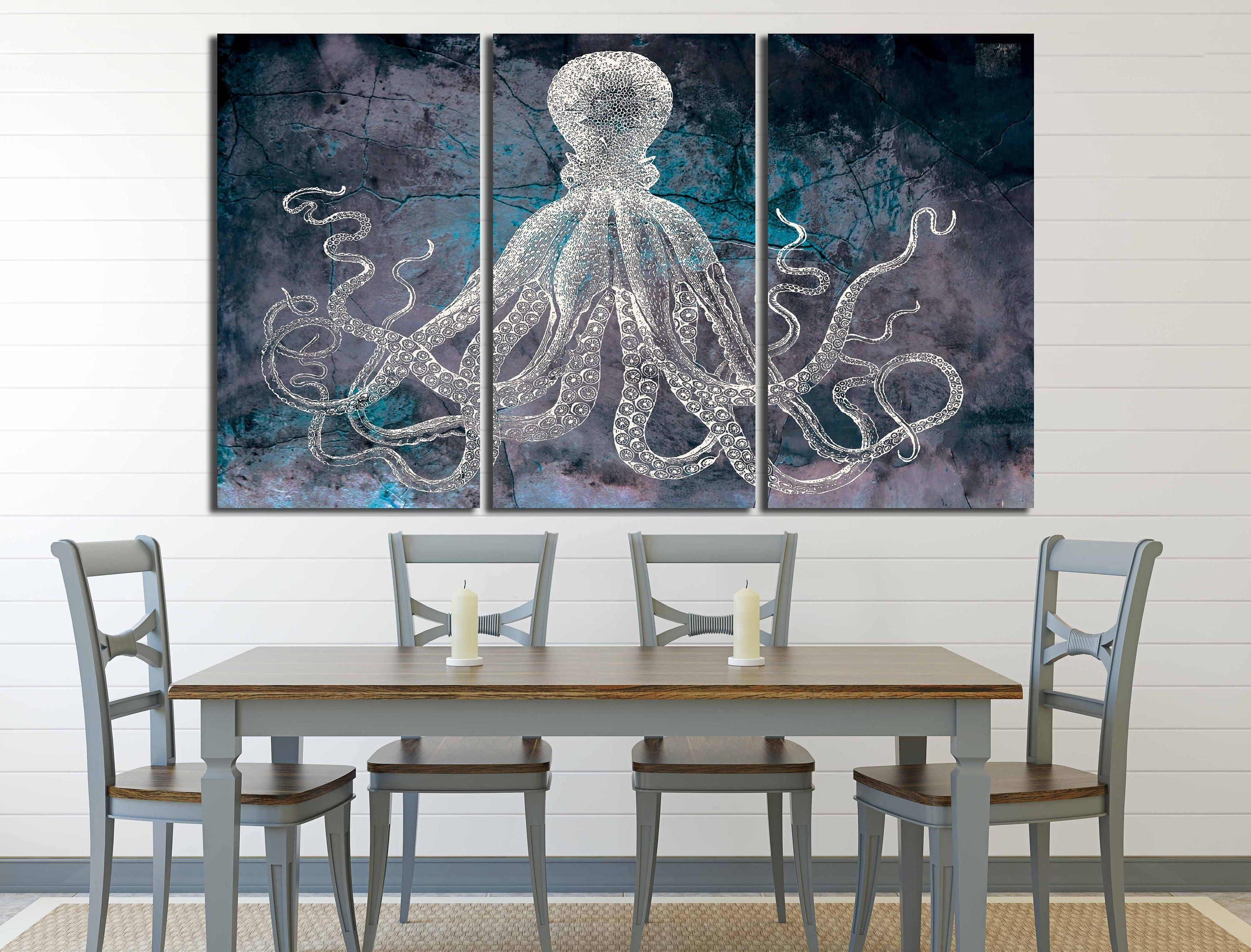 Octopus Art, Octopus Wall Art, Octopus Canvas, Octopus Art Print Within Octopus Wall Art (Photo 3 of 20)
