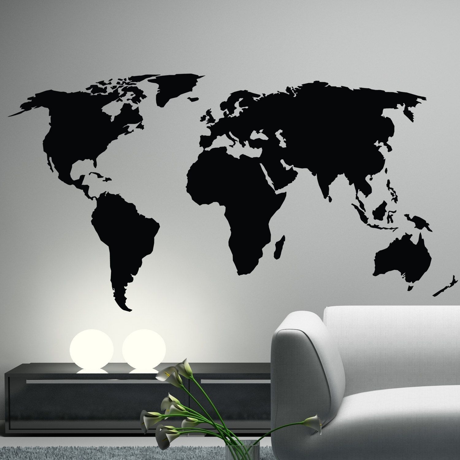 Office Decor. World Map Wall Decal Sticker World Country Atlas The Throughout Vinyl Wall Art World Map (Photo 1 of 20)