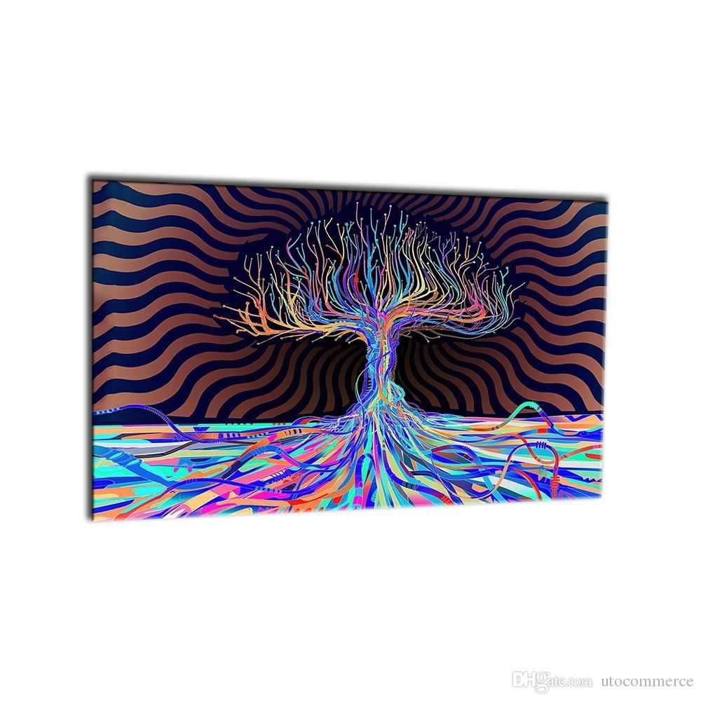 Online Cheap Colourful Trees Trunks Purple Canvas Painting Wall Art In Purple Wall Art (View 17 of 20)