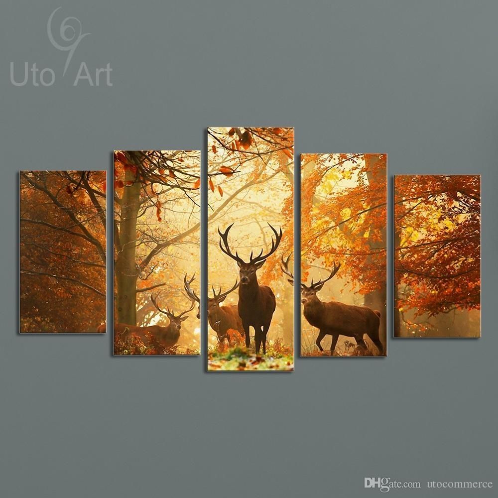 Online Cheap Modern Digital Picture Print On Canvas Animal Deer Inside Deer Canvas Wall Art (View 7 of 20)