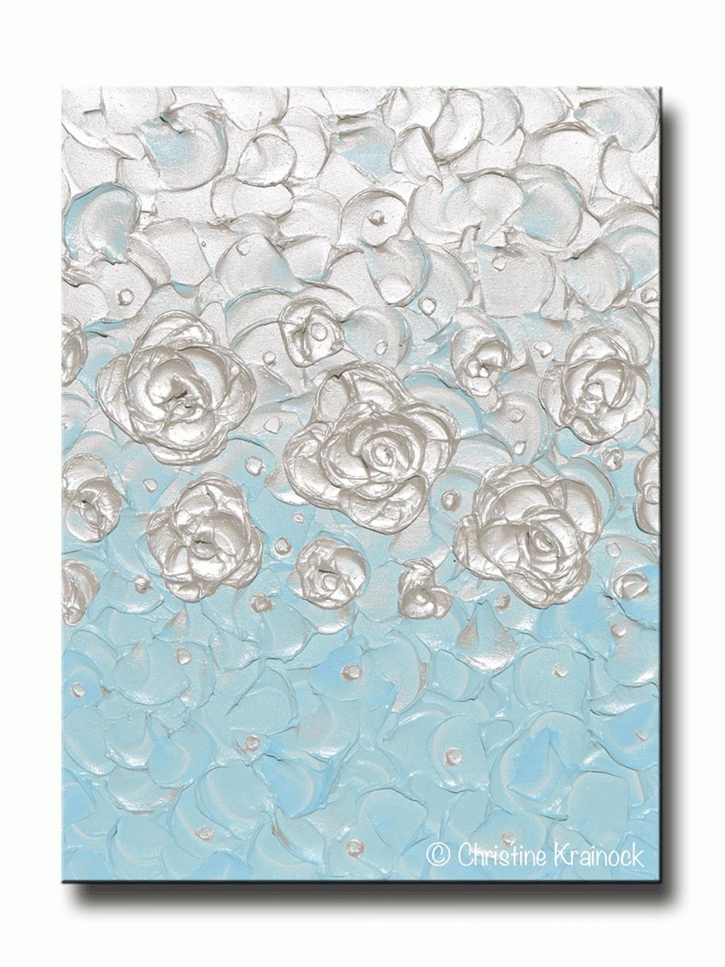 Original Abstract Painting Pearl White Blue Wall Art Home Decor Within Blue Wall Art (View 11 of 20)