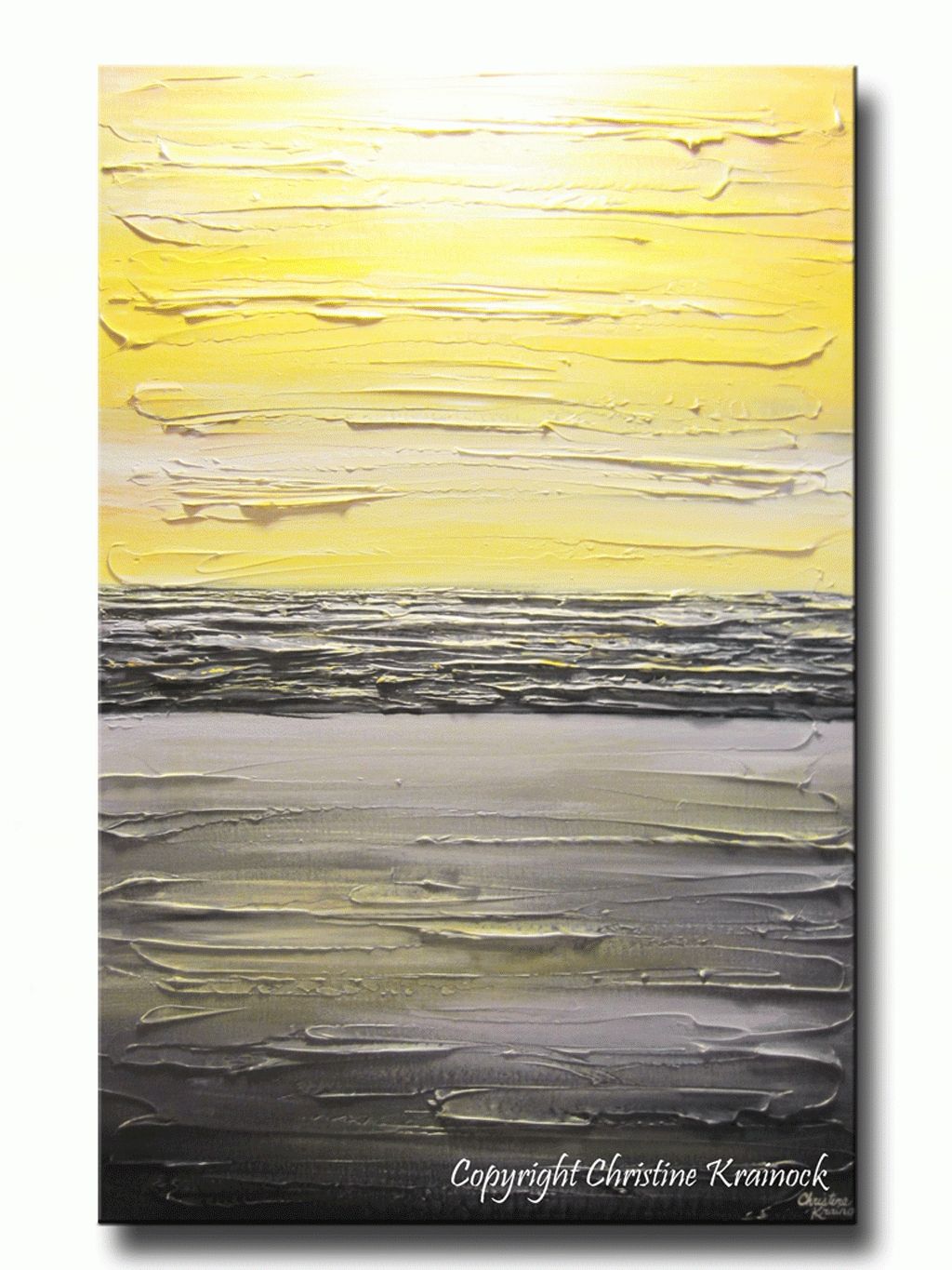 Original Art Abstract Painting Yellow Grey Modern Textured Coastal Pertaining To Yellow And Gray Wall Art (View 3 of 20)