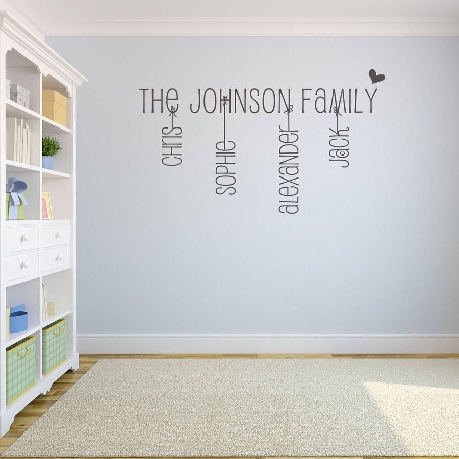 Original Family Name Wall Sticker Fancy Name Wall Art – Home Design Pertaining To Name Wall Art (View 2 of 20)