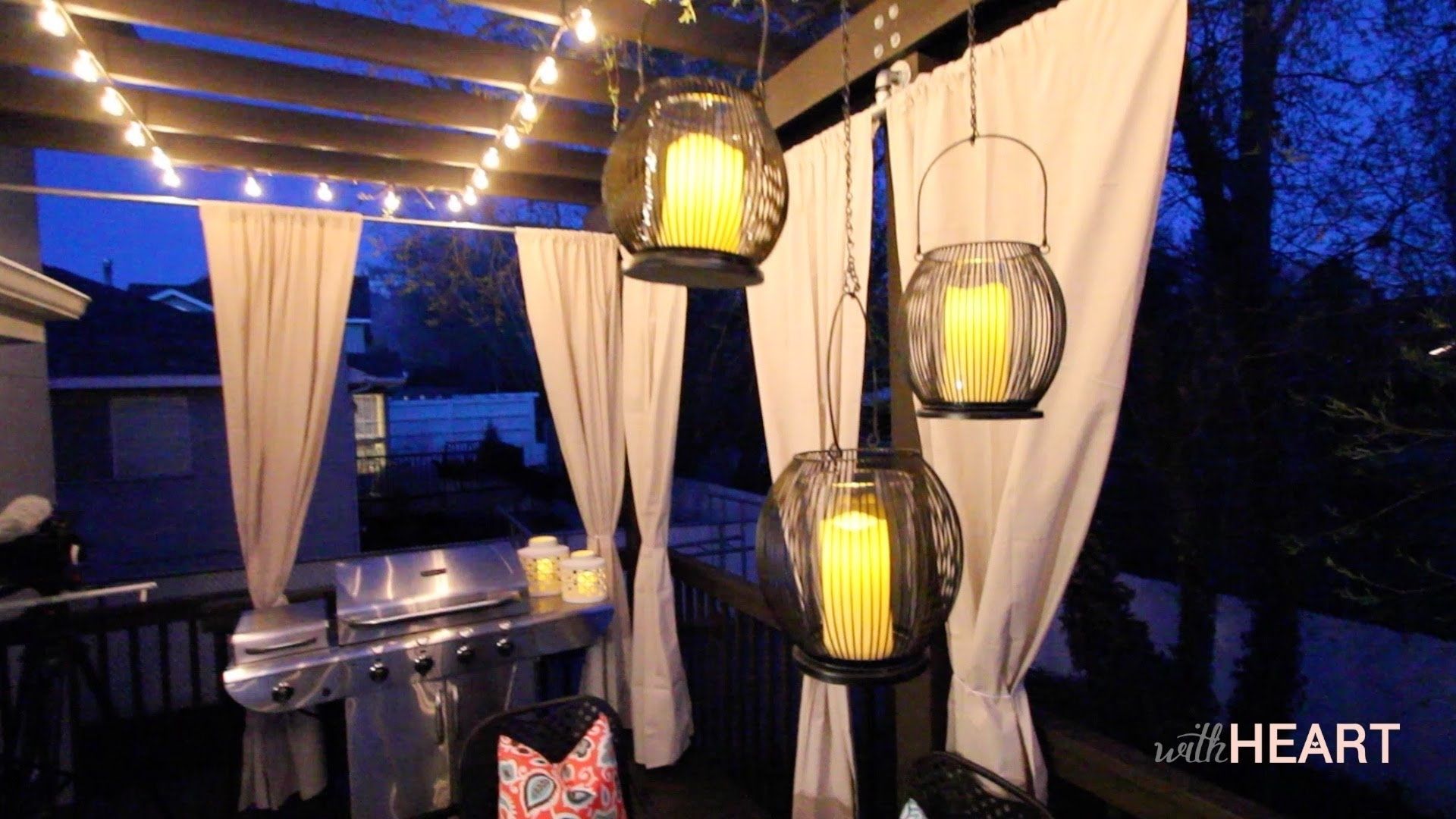 Outdoor String Lights And Hanging Lanterns | Withheart – Youtube Pertaining To Outdoor Chinese Lanterns For Patio (View 17 of 20)