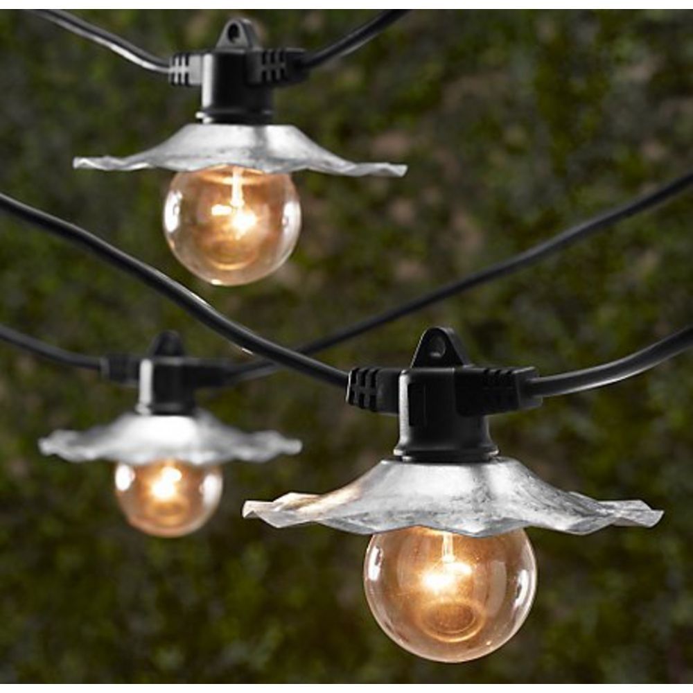 Outdoor String Lights With Galvanized Shades – Bulbs Not Included Throughout Outdoor Rope Lanterns (View 17 of 20)