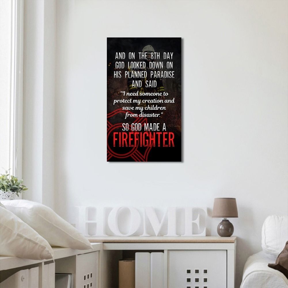 Panel Wall Art Firefighter Quote Print Canvas Poster Art Kids Room In Firefighter Wall Art (View 19 of 20)