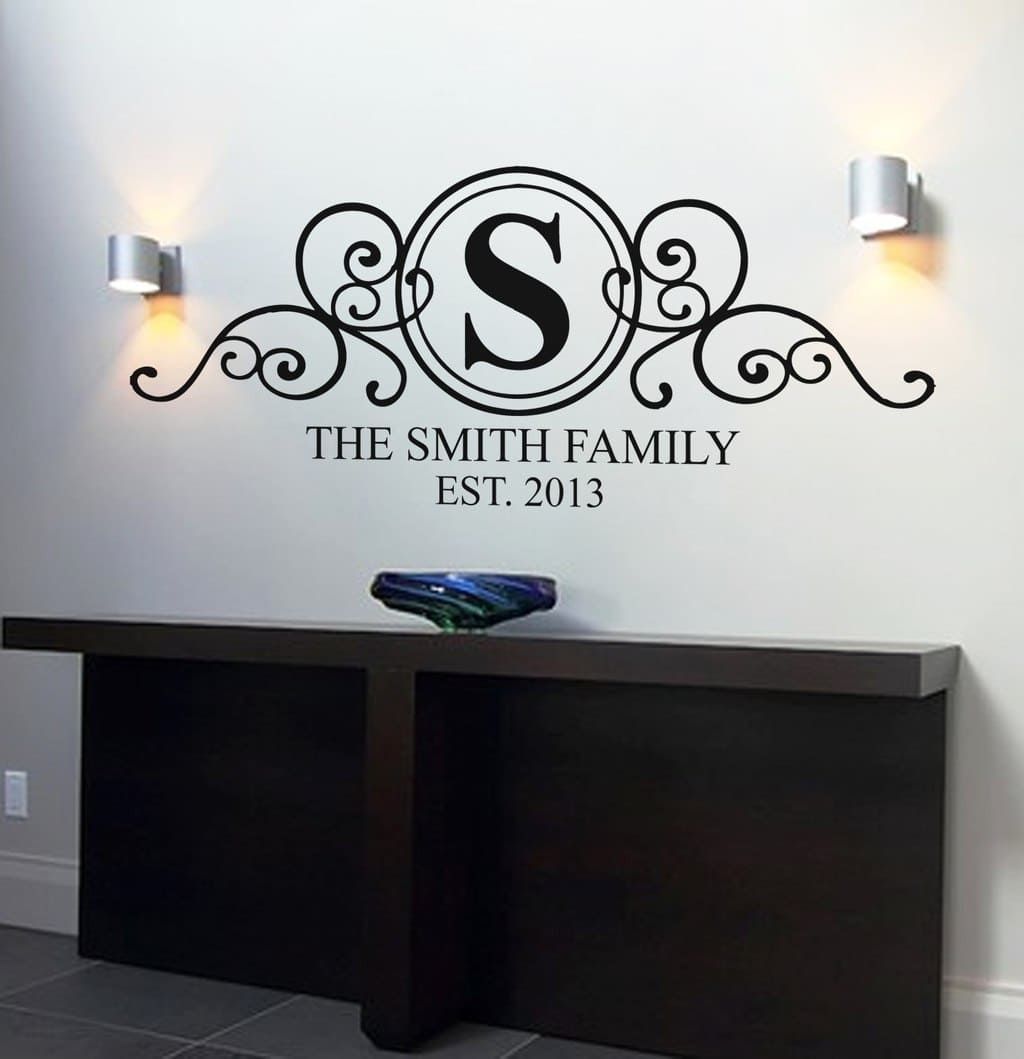 Personalised Family Name Monogram Wall Art Decal Pertaining To Family Name Wall Art (Photo 5 of 20)